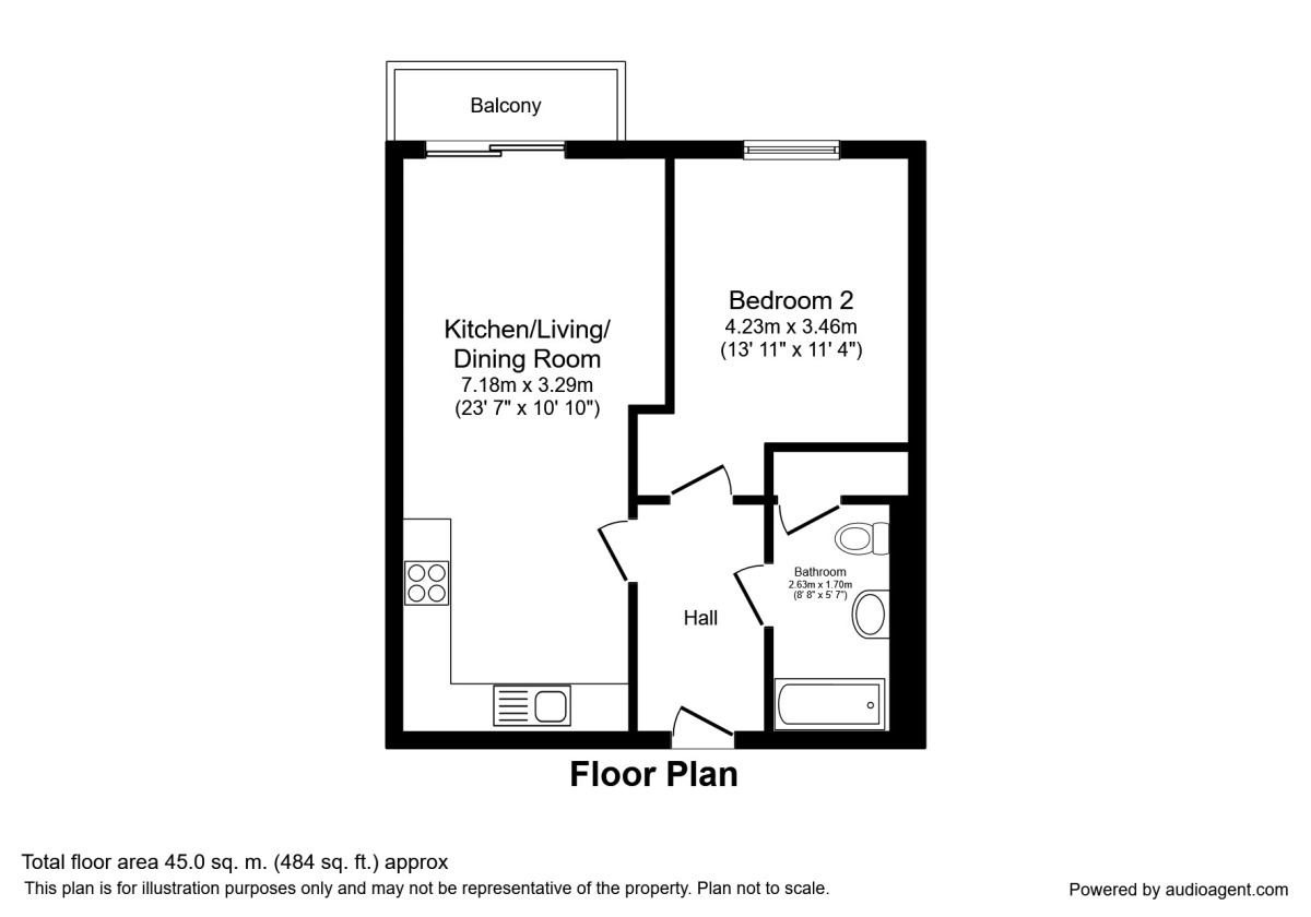 Floorplan of 1 bedroom Flat to rent, Isaac Way, Manchester, Greater Manchester, M4