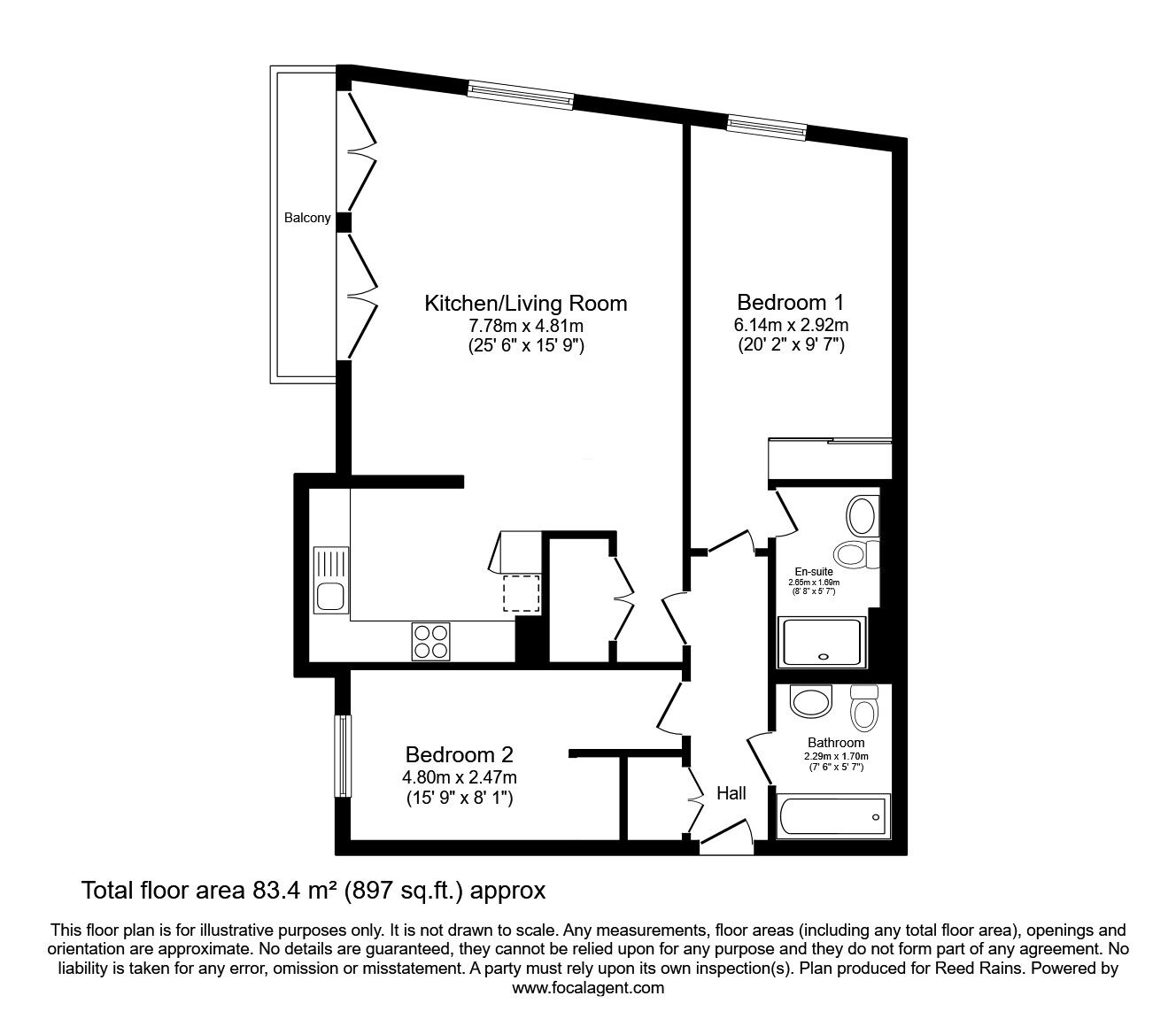 Floorplan of 2 bedroom  Flat to rent, Goulden Street, Manchester, Greater Manchester, M4
