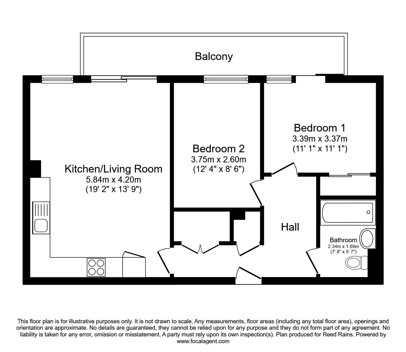 Floorplan of 2 bedroom  Flat to rent, The Waterfront, Openshaw, Greater Manchester, M11