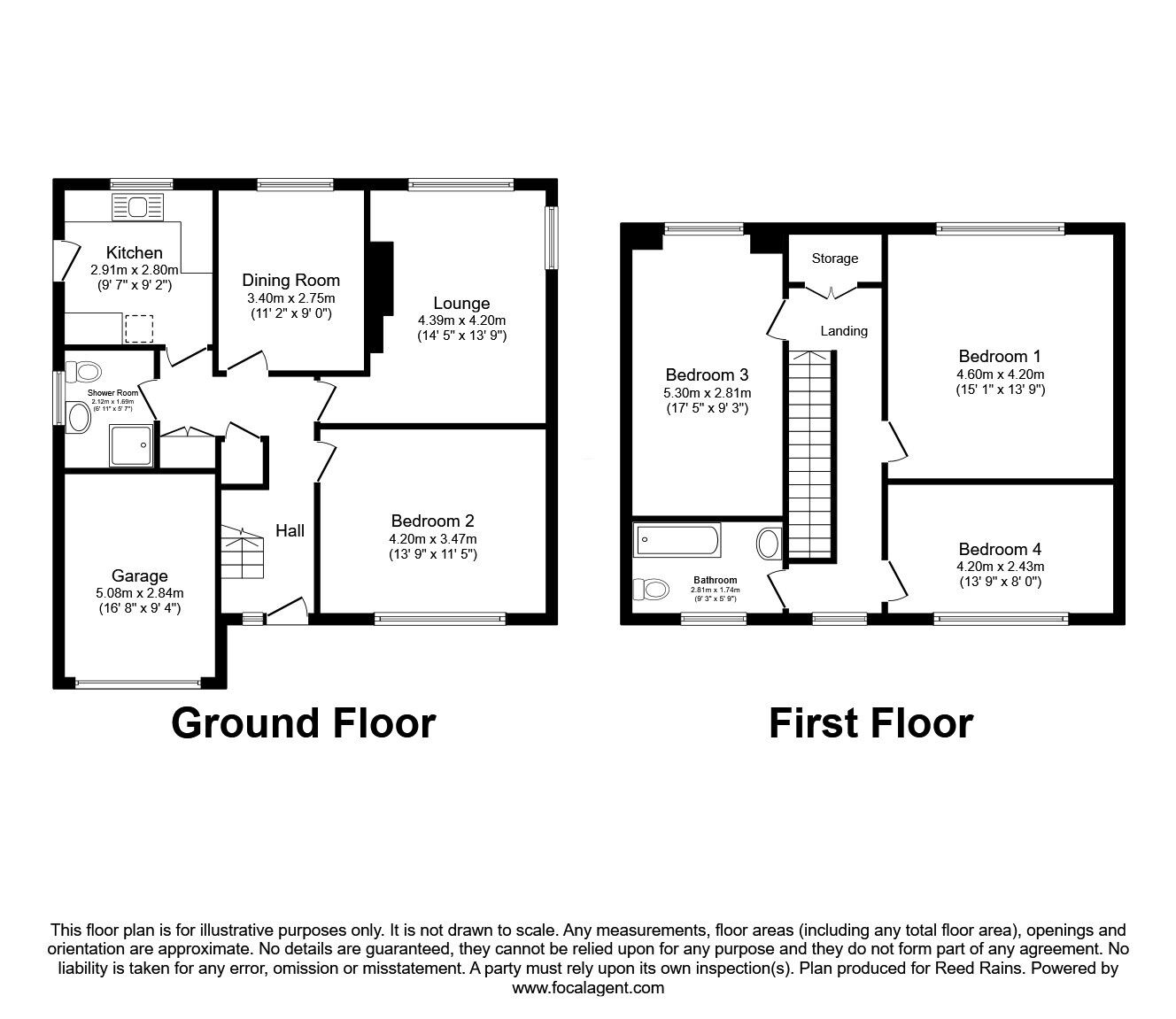 Floorplan of 4 bedroom Detached House for sale, Coronation Road, Brimington, Derbyshire, S43