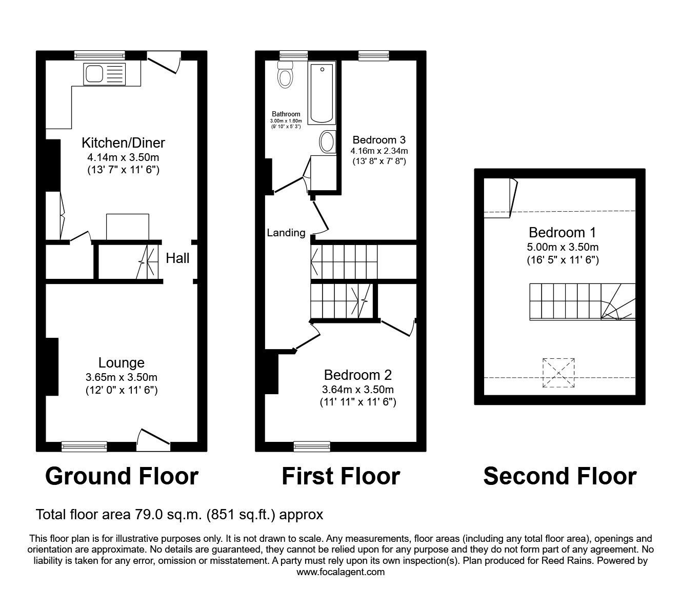 Floorplan of Mid Terrace House for sale, Clifton Avenue, Rotherham, South Yorkshire, S65