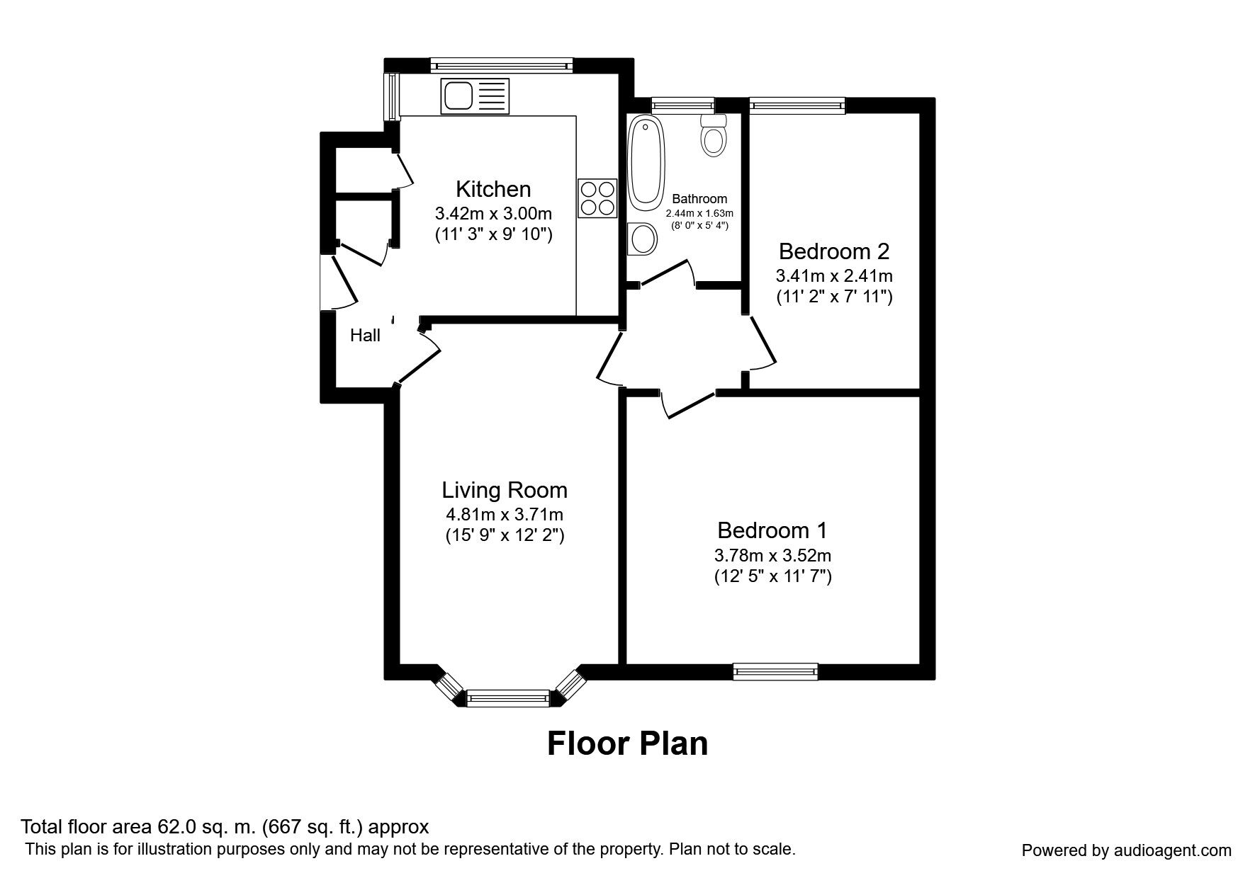 Floorplan of 2 bedroom  Flat to rent, Newsam Court, Leeds, LS15