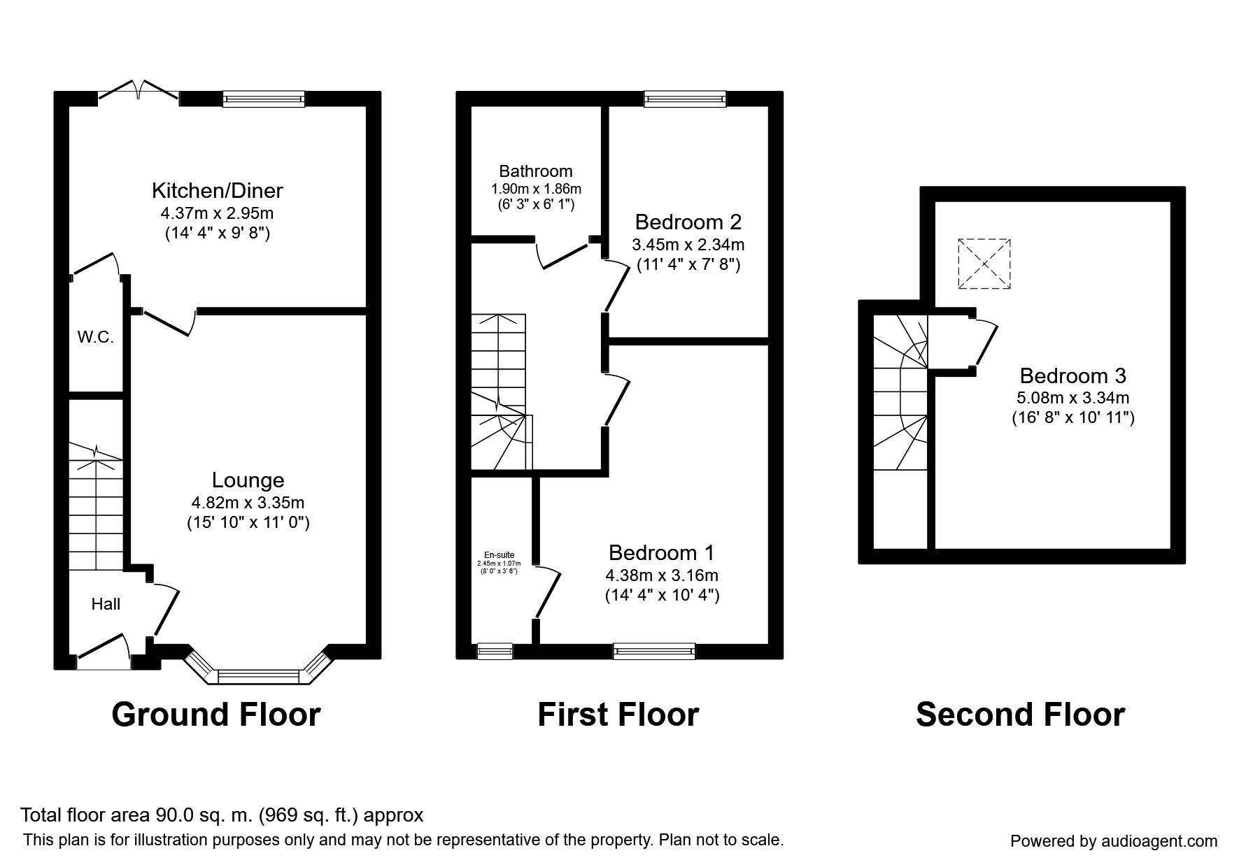 Floorplan of 3 bedroom Mid Terrace House to rent, Langbar Mews, Leeds, LS14
