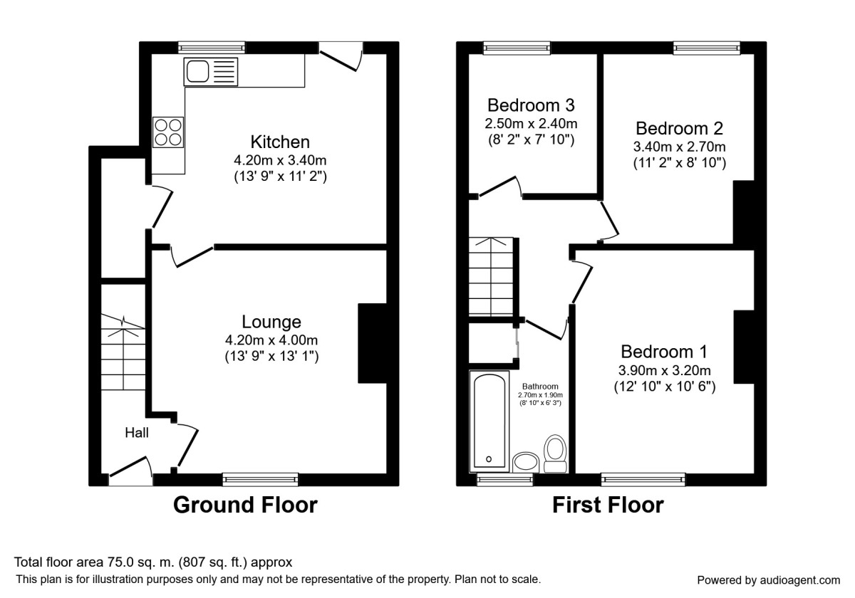 Floorplan of 3 bedroom Mid Terrace House to rent, Wakefield Road, Swillington, Leeds, LS26