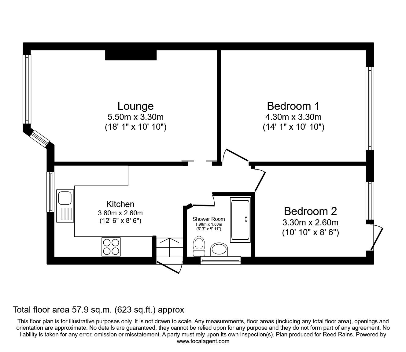 Floorplan of 2 bedroom Semi Detached Bungalow for sale, Field End Court, Leeds, LS15