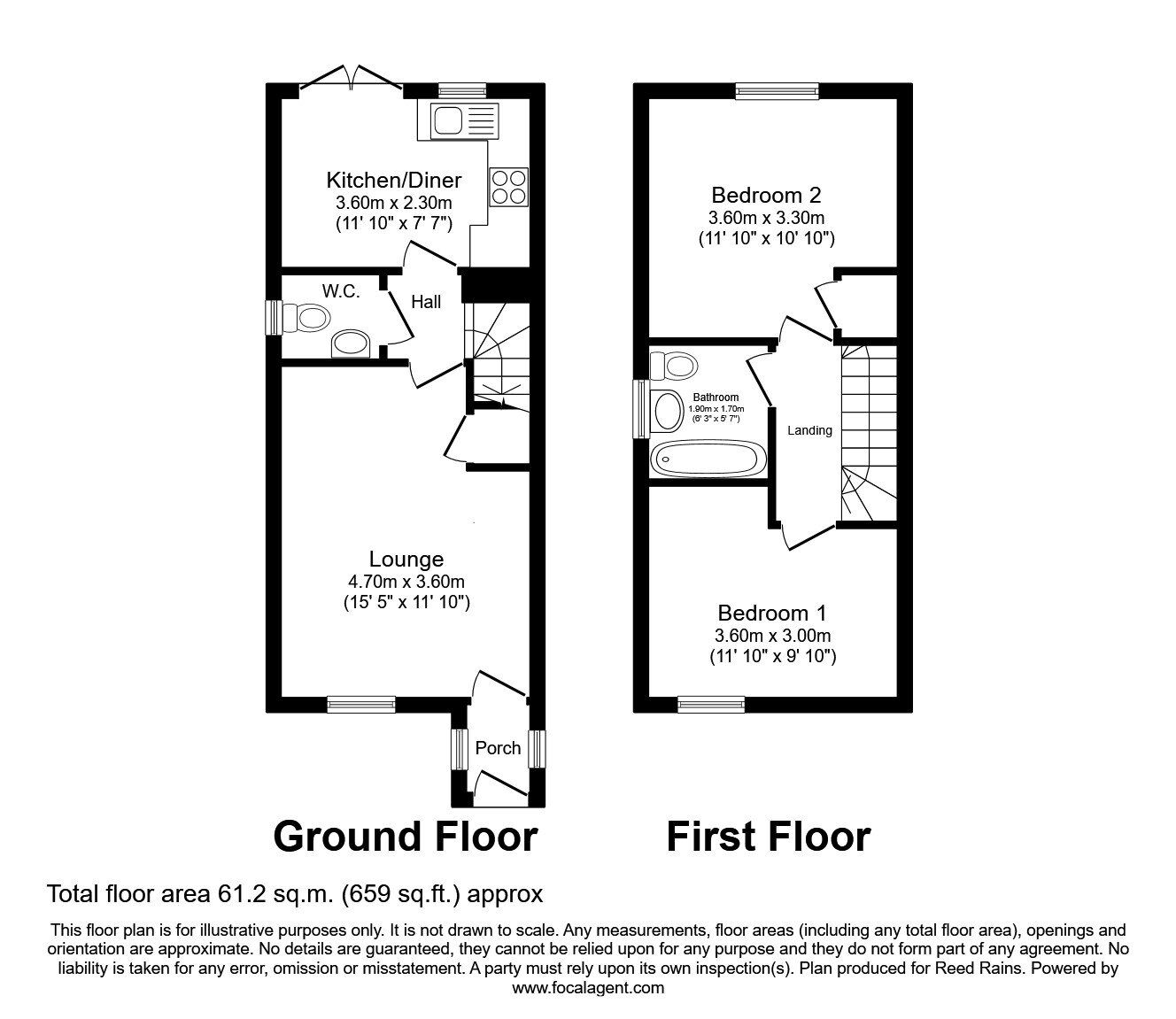 Floorplan of 2 bedroom End Terrace House to rent, Stanks Drive, Leeds, West Yorkshire, LS14