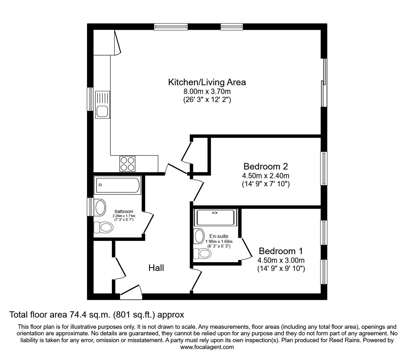 Floorplan of 2 bedroom  Flat to rent, Barrington Way, Leeds, West Yorkshire, LS15