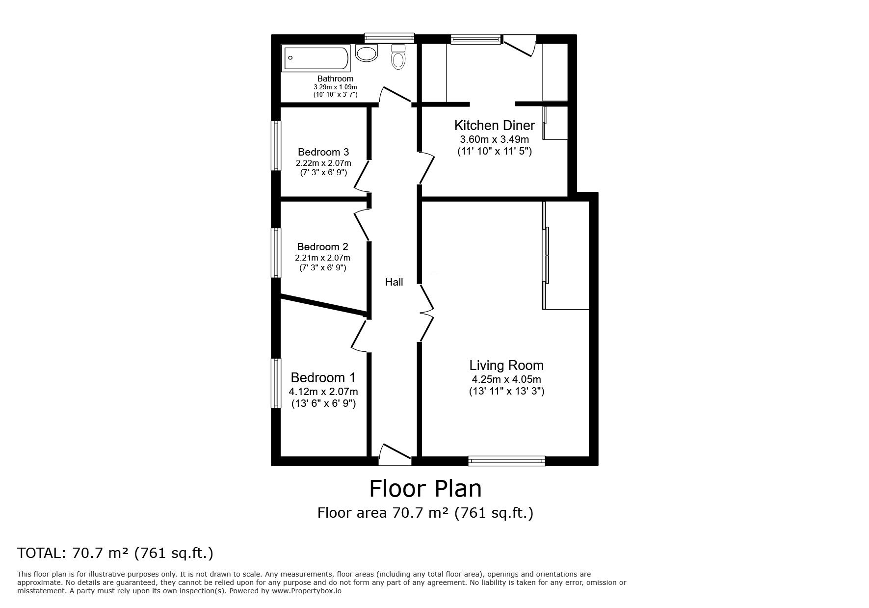 Floorplan of 3 bedroom  Flat for sale, Springmead Drive, Garforth, West Yorkshire, LS25
