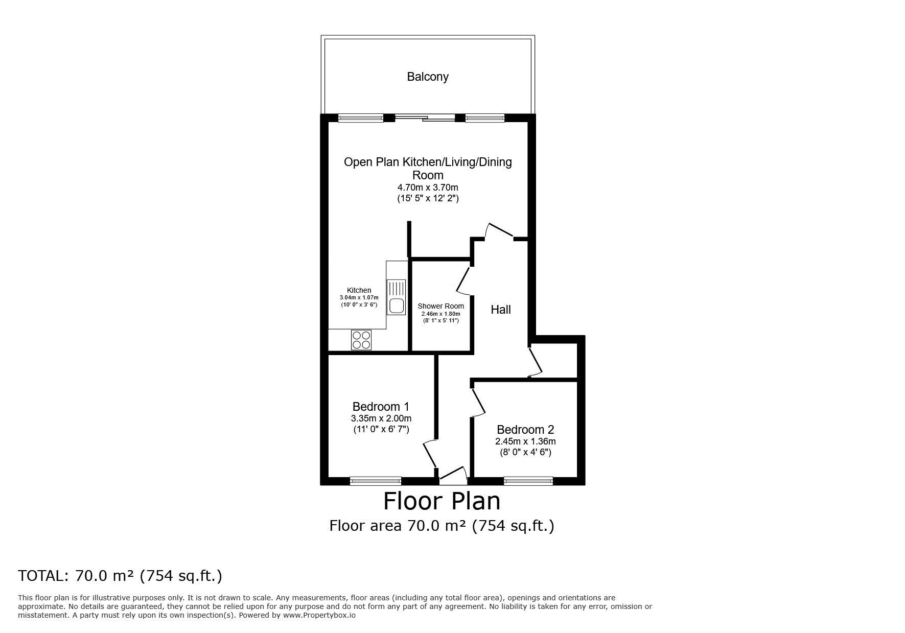 Floorplan of 2 bedroom  Flat for sale, Concord Street, Leeds, West Yorkshire, LS2