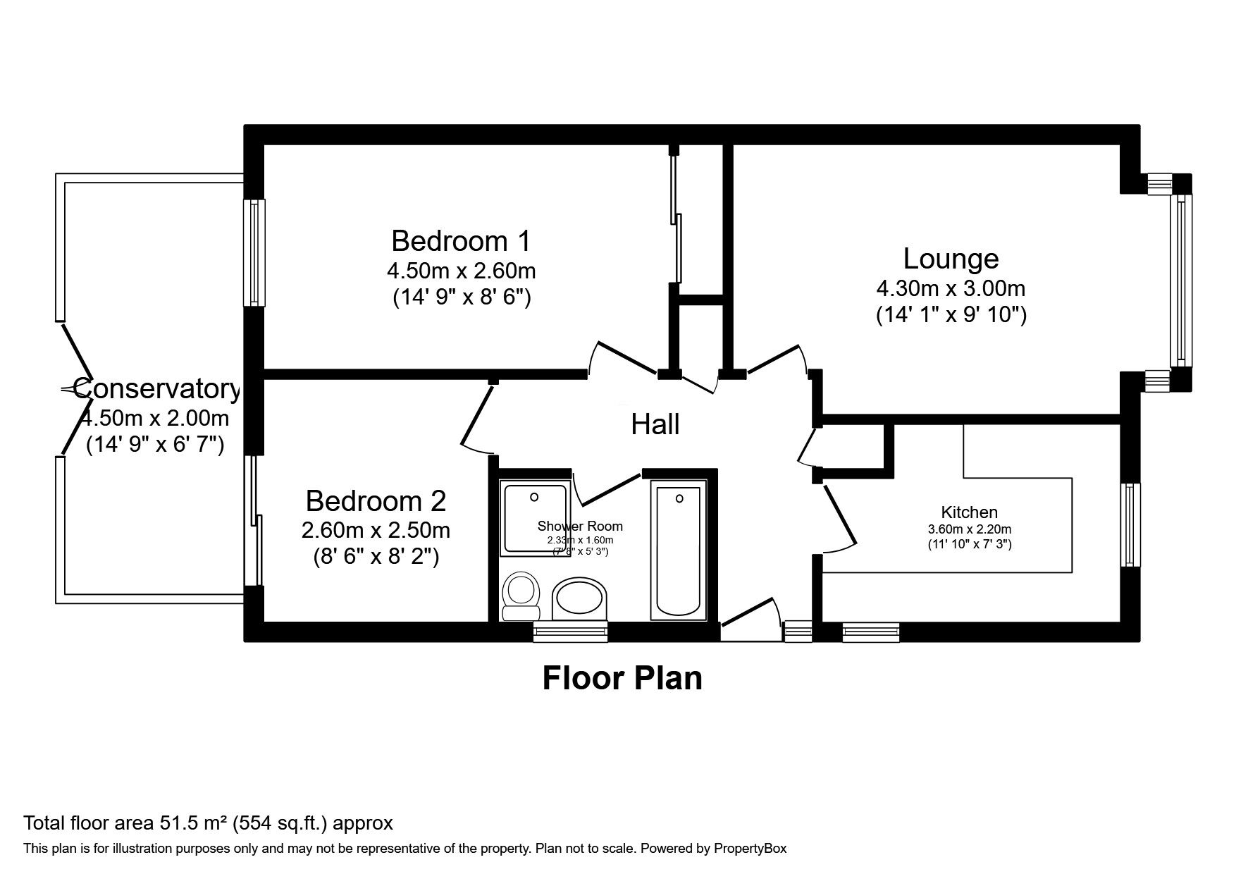 Floorplan of 2 bedroom Detached Bungalow to rent, Birchfields Court, Leeds, West Yorkshire, LS14