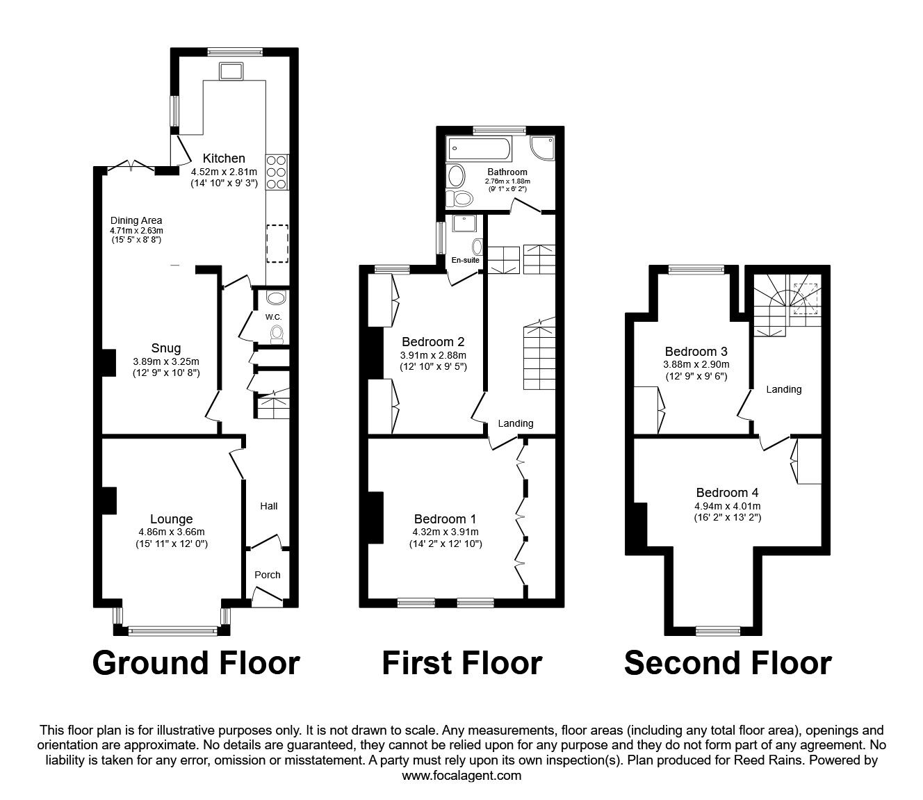 Floorplan of 4 bedroom Mid Terrace House for sale, Carter Mount, Leeds, West Yorkshire, LS15