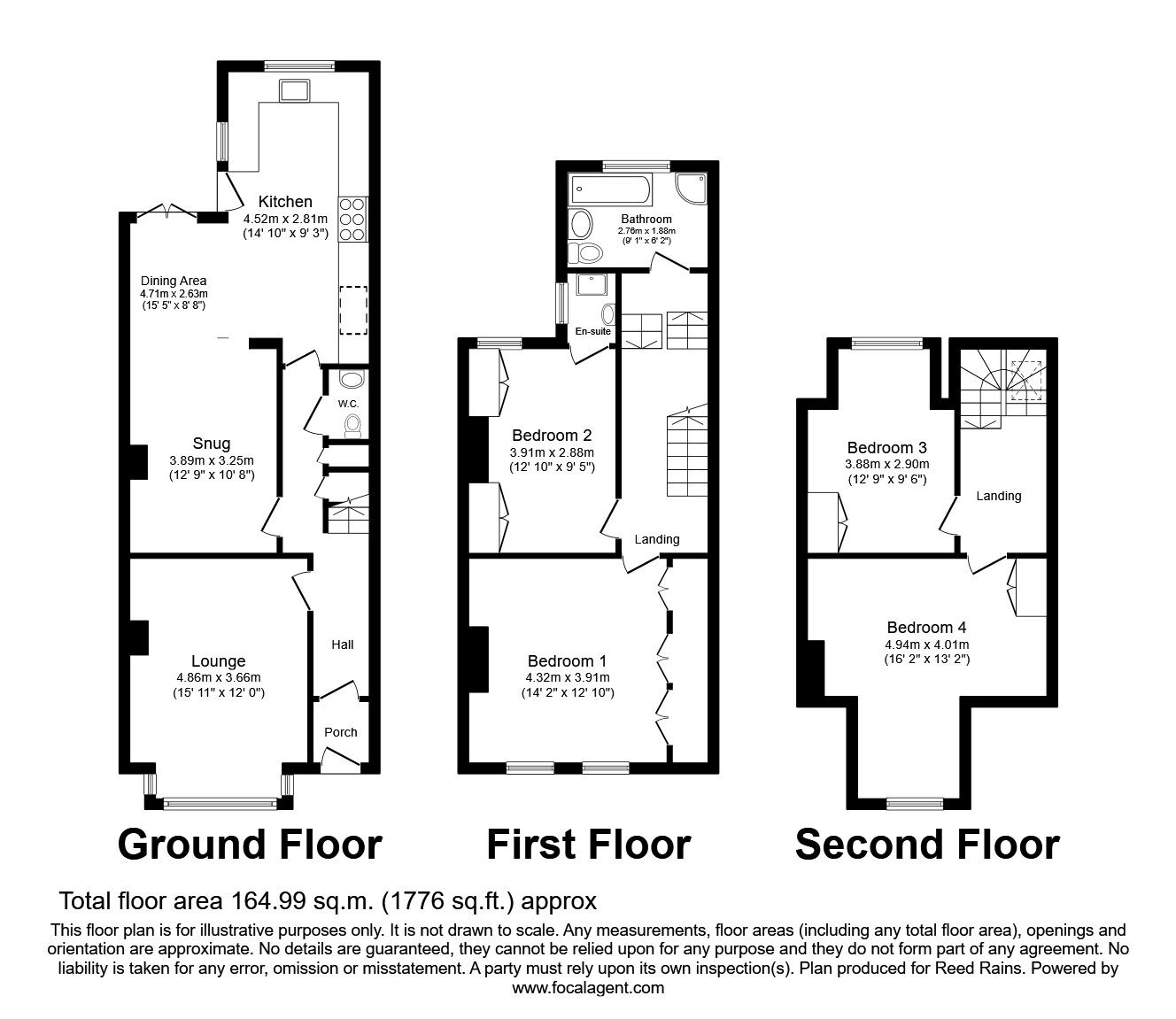 Floorplan of 4 bedroom Mid Terrace House for sale, Carter Mount, Leeds, West Yorkshire, LS15