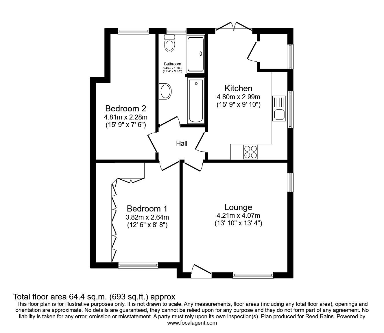 Floorplan of 2 bedroom Semi Detached Bungalow for sale, Pinfold Mount, Leeds, West Yorkshire, LS15