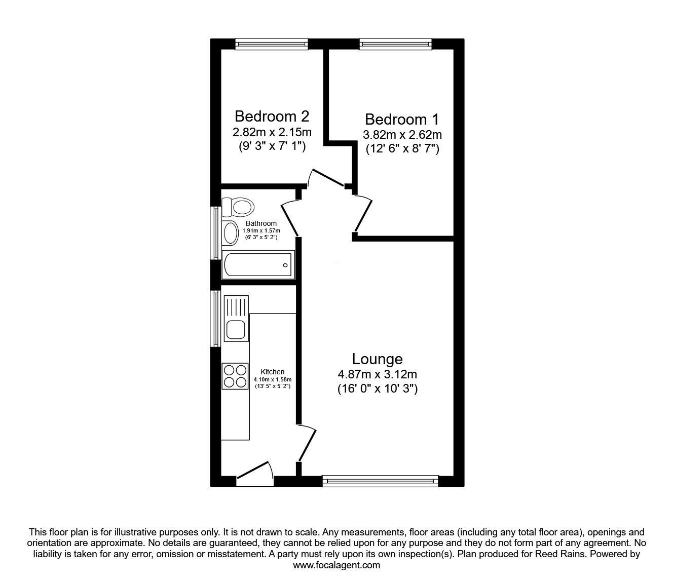 Floorplan of 2 bedroom Semi Detached Bungalow for sale, Walnut Close, Leeds, West Yorkshire, LS14