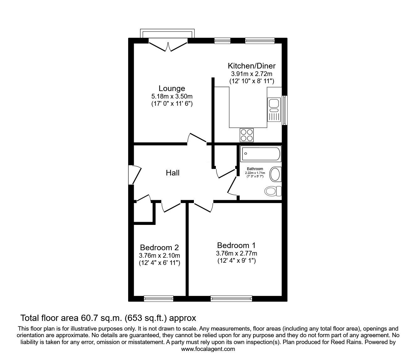 Floorplan of 2 bedroom  Flat for sale, Parkside Crescent, Seacroft, West Yorkshire, LS14