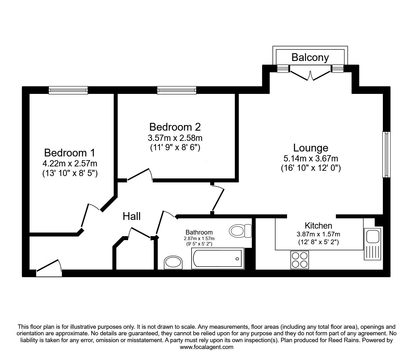 Floorplan of 2 bedroom  Flat for sale, Ash Court, Leeds, West Yorkshire, LS14
