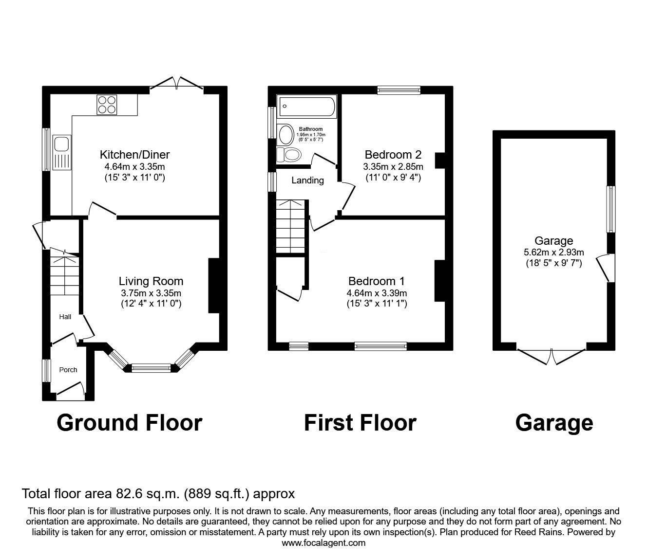 Floorplan of 2 bedroom Semi Detached House for sale, Lynnfield Gardens, Scholes, West Yorkshire, LS15