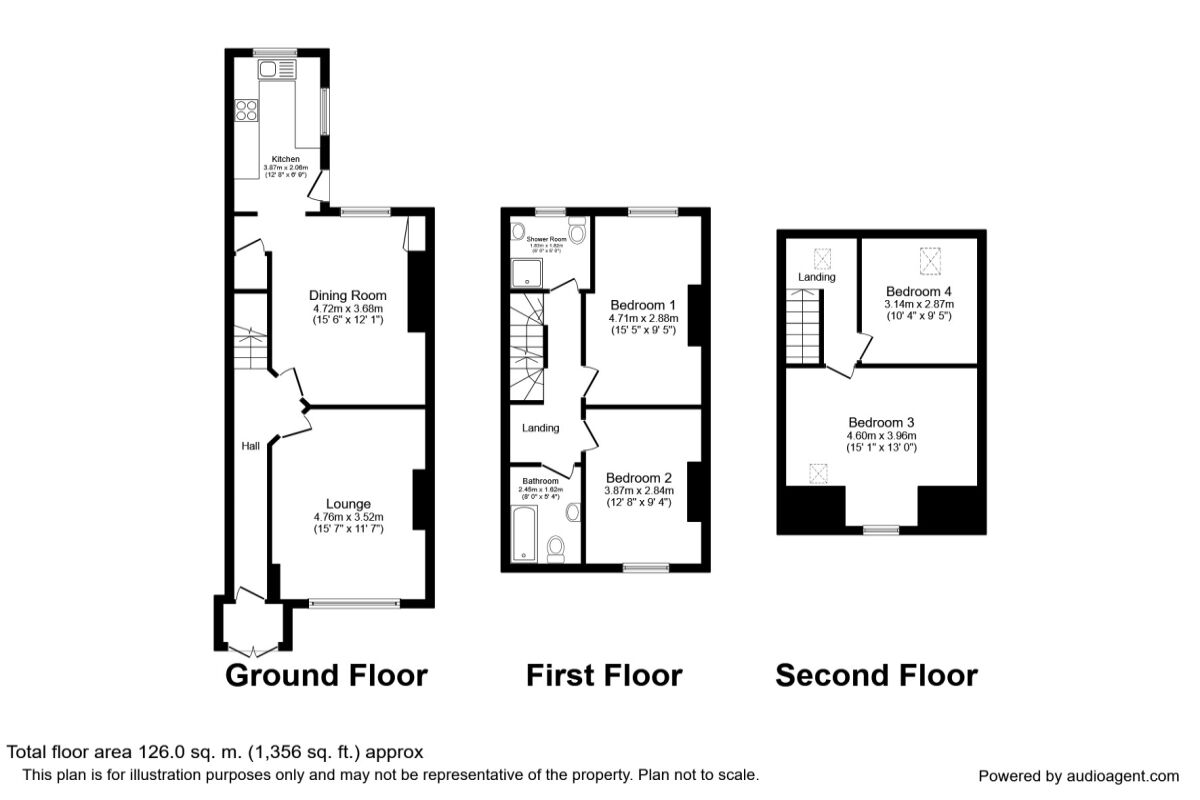 Floorplan of 4 bedroom Mid Terrace House to rent, Osmondthorpe Lane, Leeds, West Yorkshire, LS9
