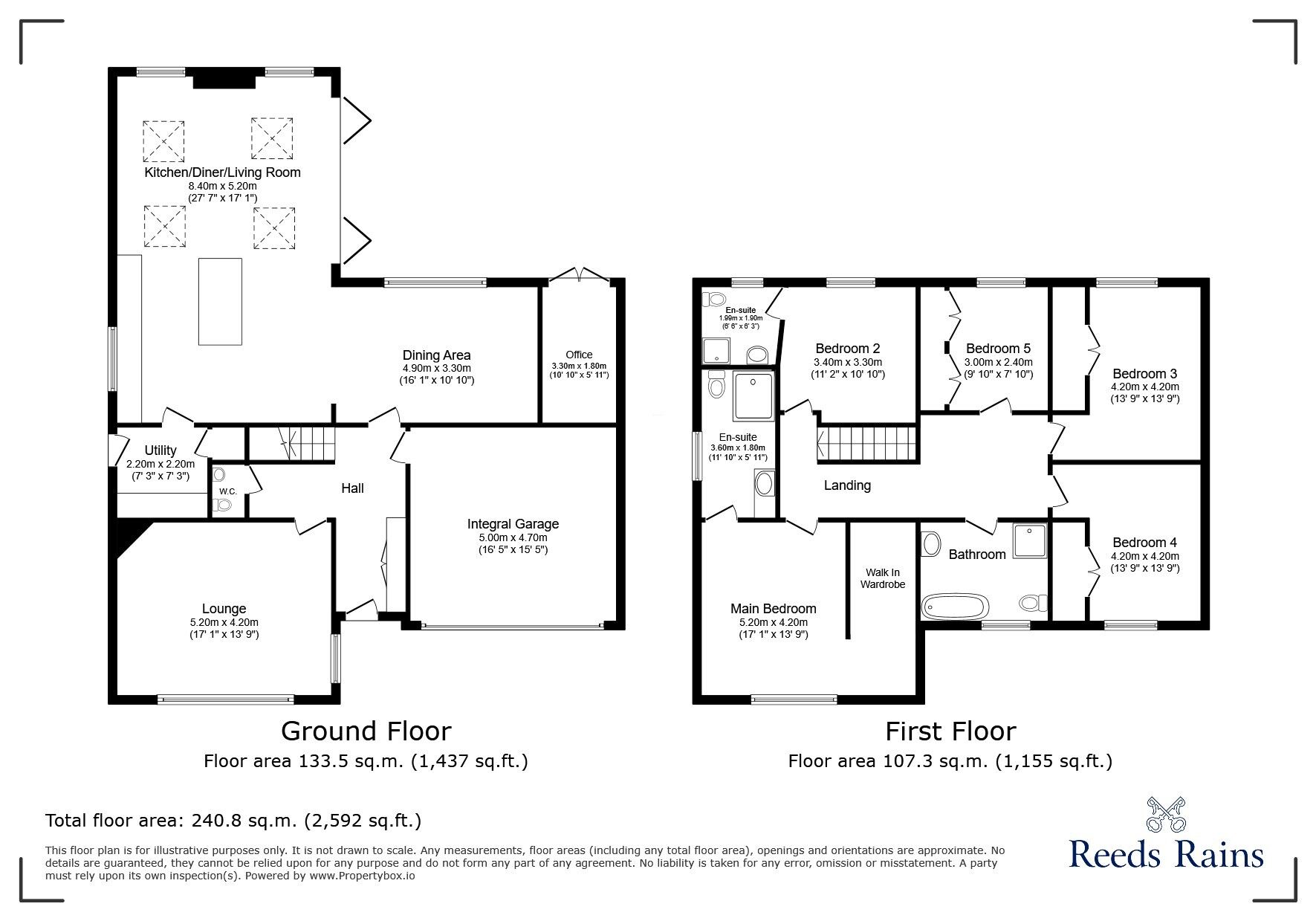 Floorplan of 5 bedroom Detached House to rent, Willow Court, Pool in Wharfedale, West Yorkshire, LS21