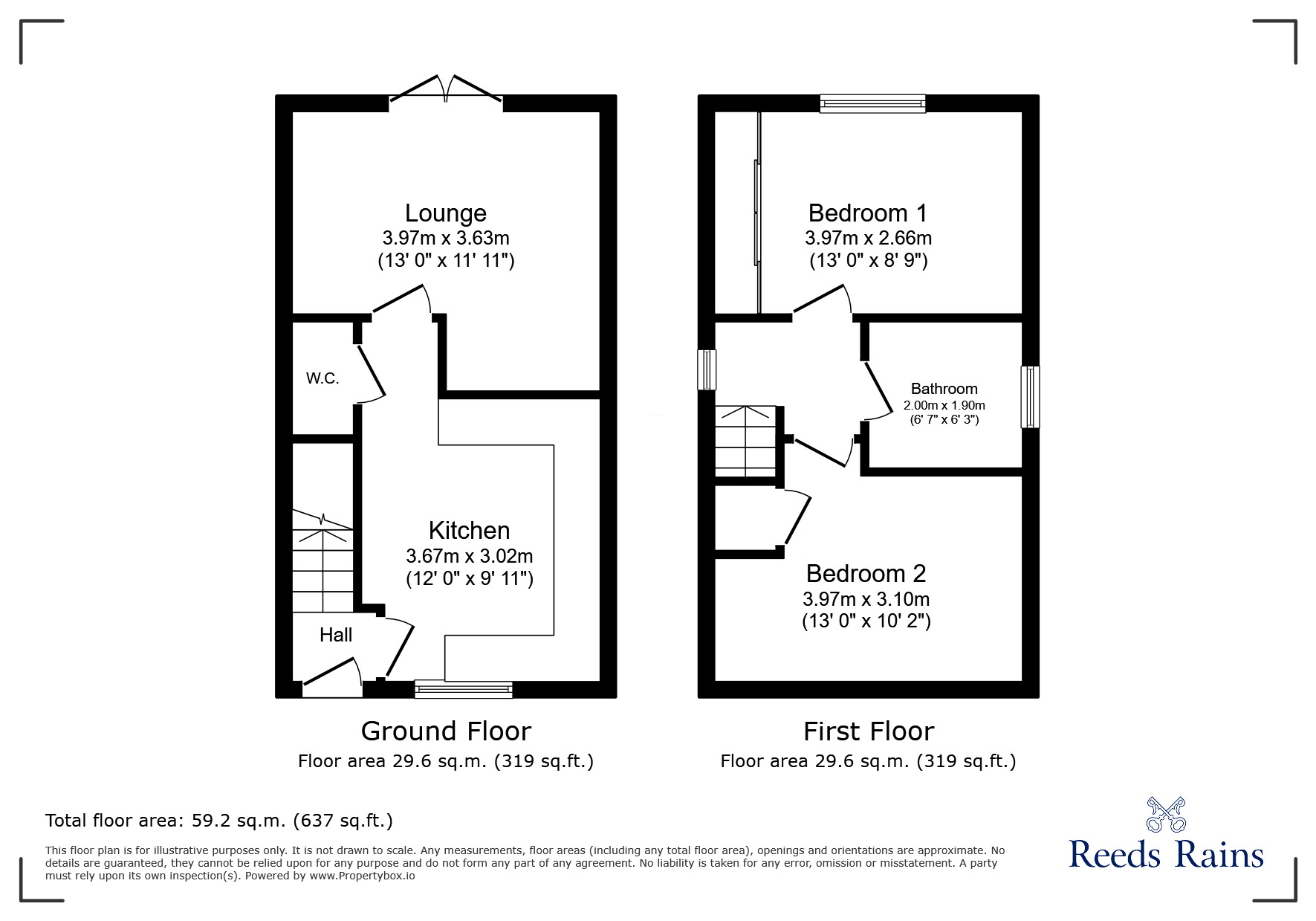 Floorplan of 2 bedroom Semi Detached House for sale, Calla Grove, Seacroft, West Yorkshire, LS14