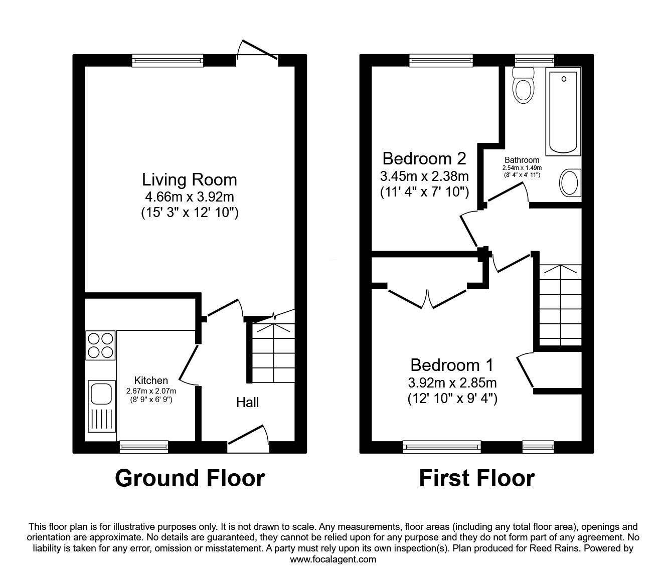 Floorplan of 2 bedroom Mid Terrace House for sale, Elm Tree Close, Leeds, West Yorkshire, LS15