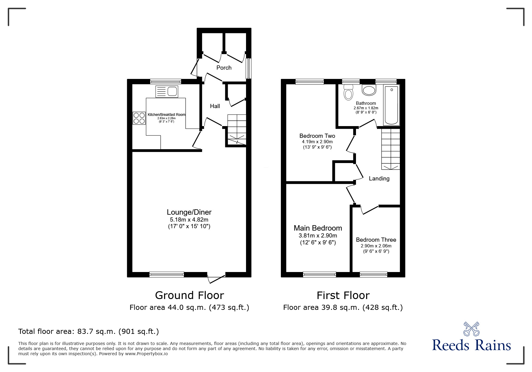 Floorplan of 3 bedroom Mid Terrace House to rent, Ramshead Grove, Leeds, West Yorkshire, LS14