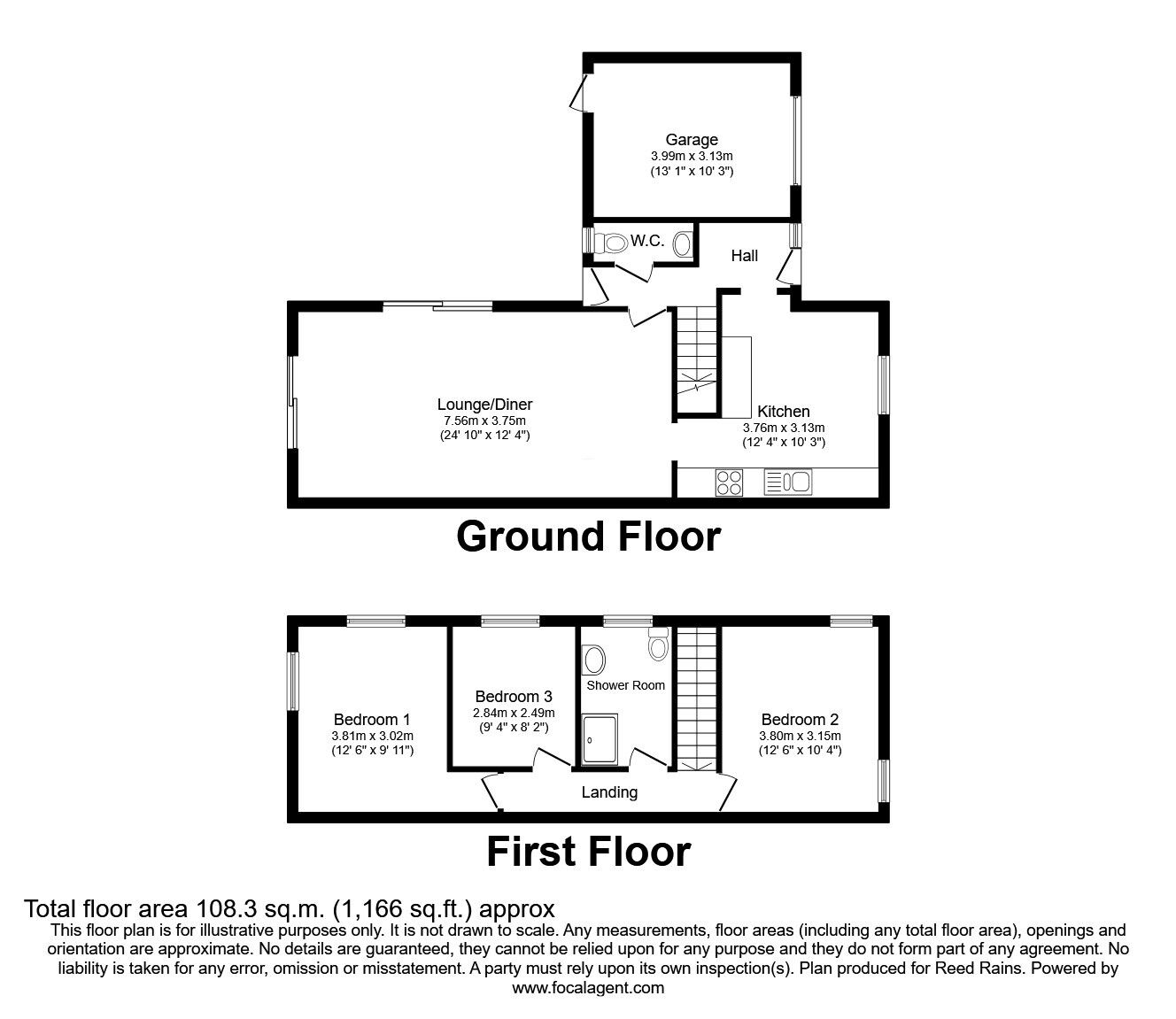 Floorplan of 3 bedroom Link Detached House for sale, Pendil Close, Leeds, West Yorkshire, LS15