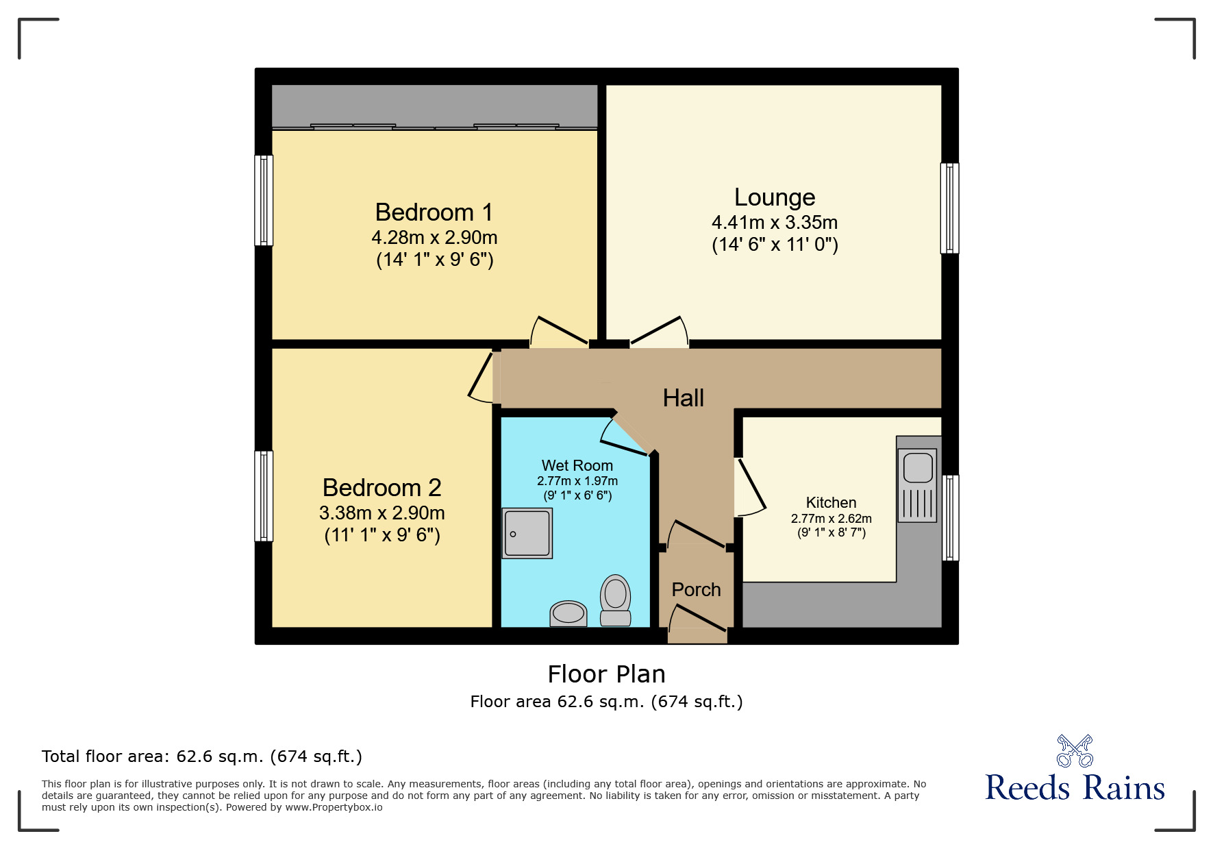 Floorplan of 2 bedroom Semi Detached Bungalow for sale, Temple Park Gardens, Leeds, West Yorkshire, LS15