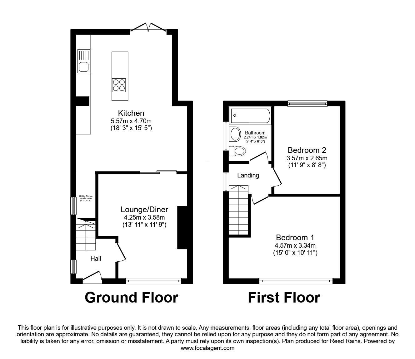 Floorplan of 2 bedroom Semi Detached House for sale, Lulworth Drive, Leeds, West Yorkshire, LS15