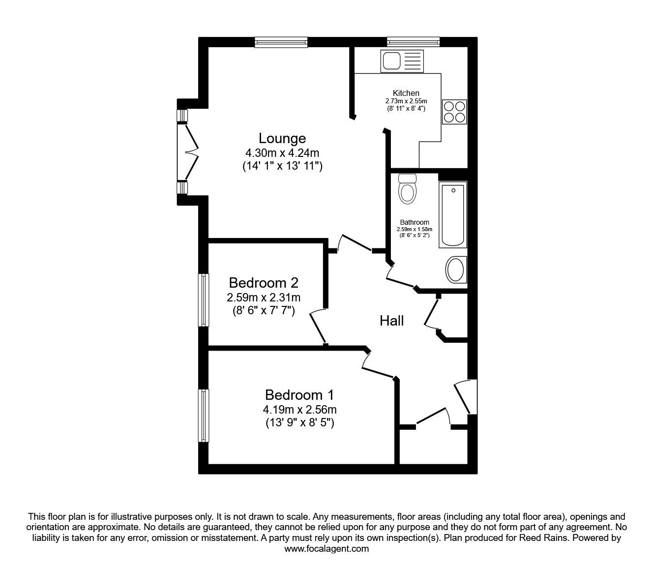 Floorplan of 2 bedroom  Flat for sale, Ash Court, Leeds, West Yorkshire, LS14