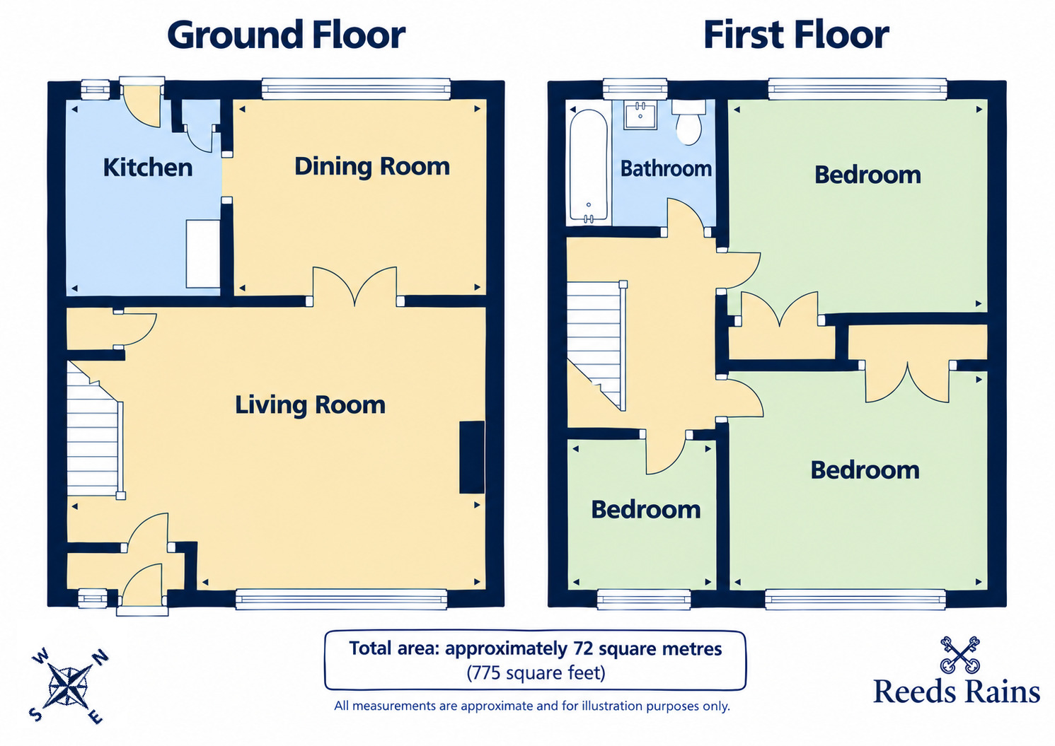 Floorplan of 3 bedroom Mid Terrace House to rent, Garland Drive, Leeds, West Yorkshire, LS15