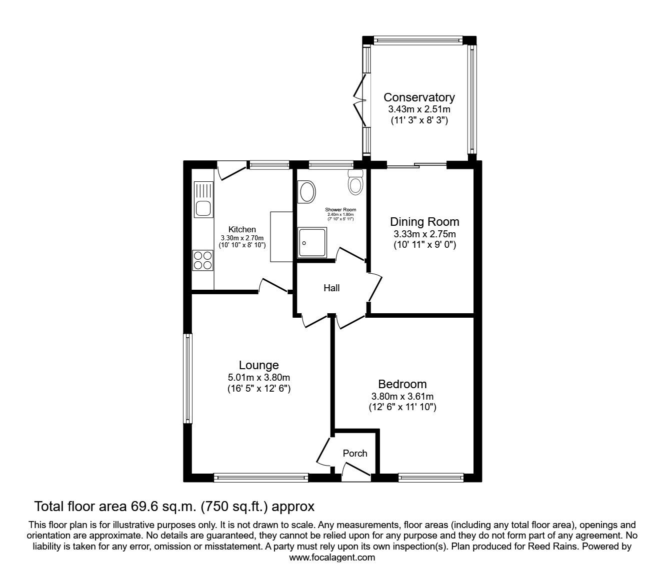 Floorplan of 2 bedroom Semi Detached Bungalow for sale, Milton Drive, Scholes, West Yorkshire, LS15