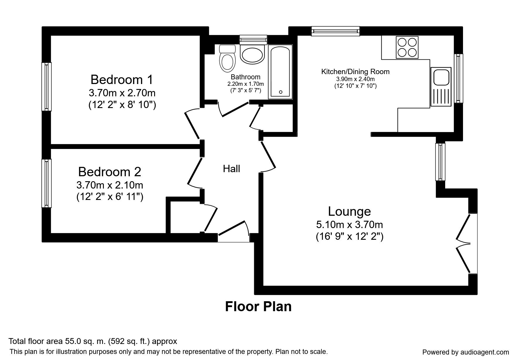Floorplan of 2 bedroom Flat for sale, Pearsons Way, Seacroft, Leeds, LS14