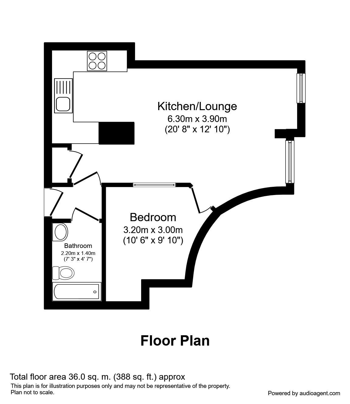 Floorplan of 1 bedroom Flat to rent, Gotts Road, Leeds, West Yorkshire, LS12
