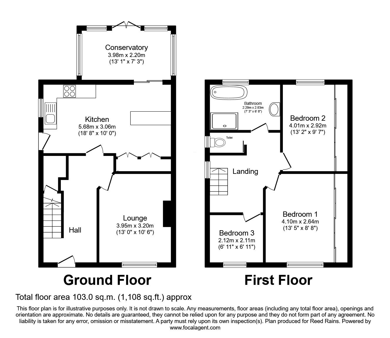 Floorplan of 3 bedroom Semi Detached House for sale, Oakwood Lane, Leeds, West Yorkshire, LS8