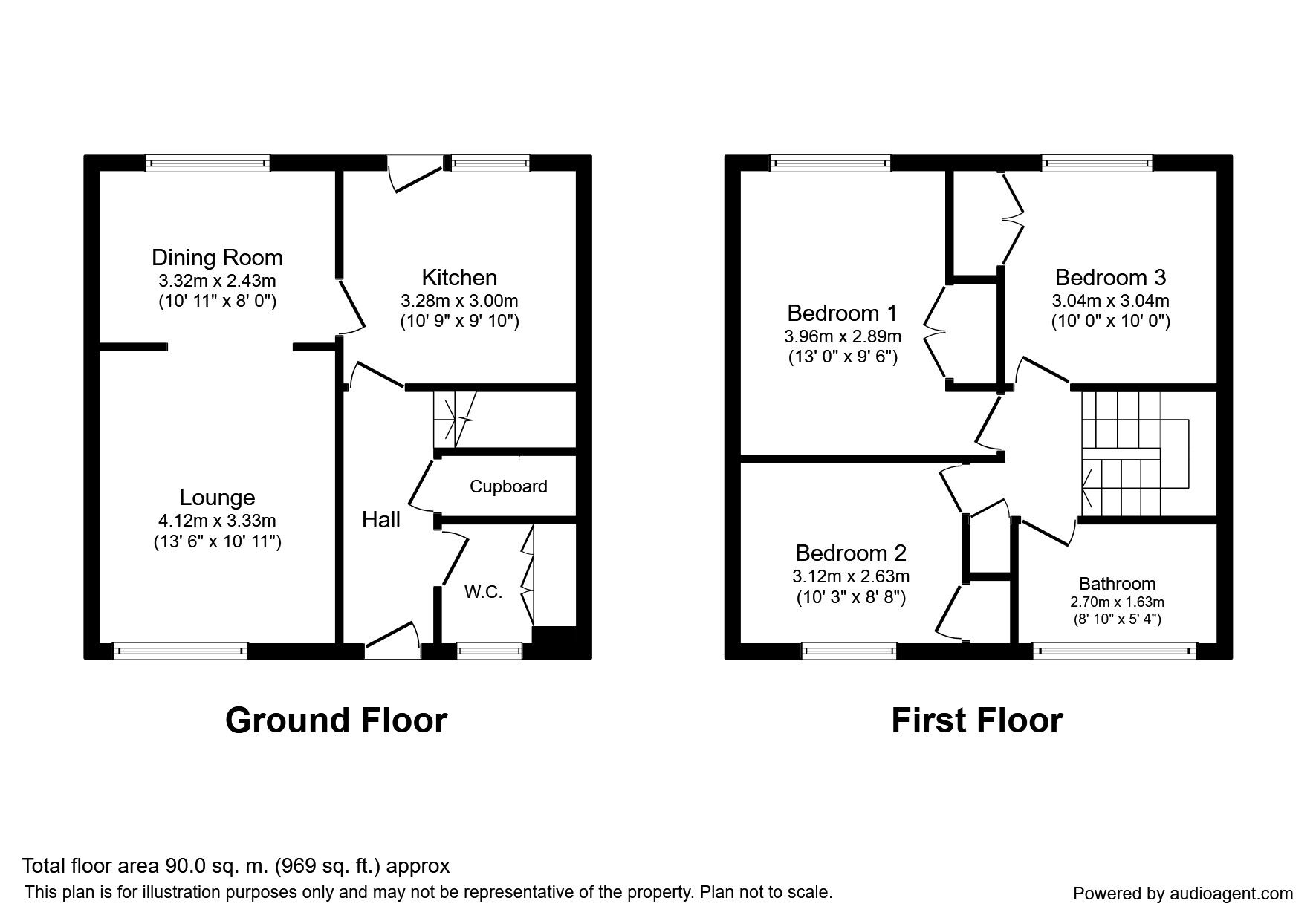 Floorplan of 3 bedroom Mid Terrace House to rent, Brayton Square, Leeds, LS14