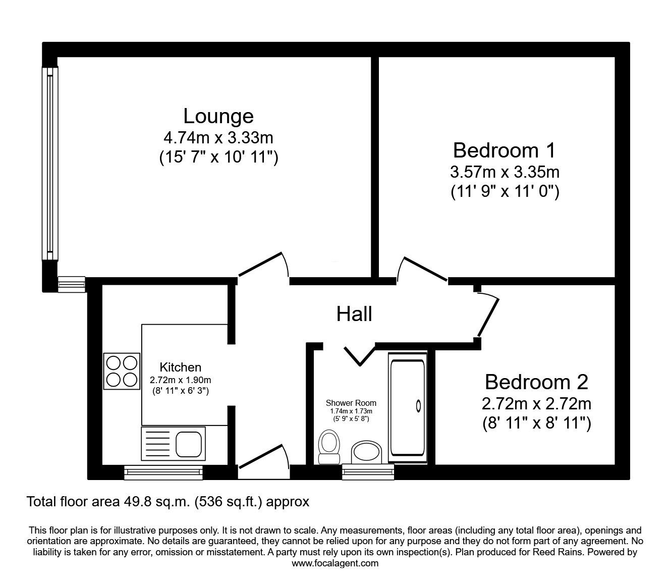 Floorplan of 2 bedroom Semi Detached Bungalow for sale, Detroit Avenue, West Yorkshire, LS15