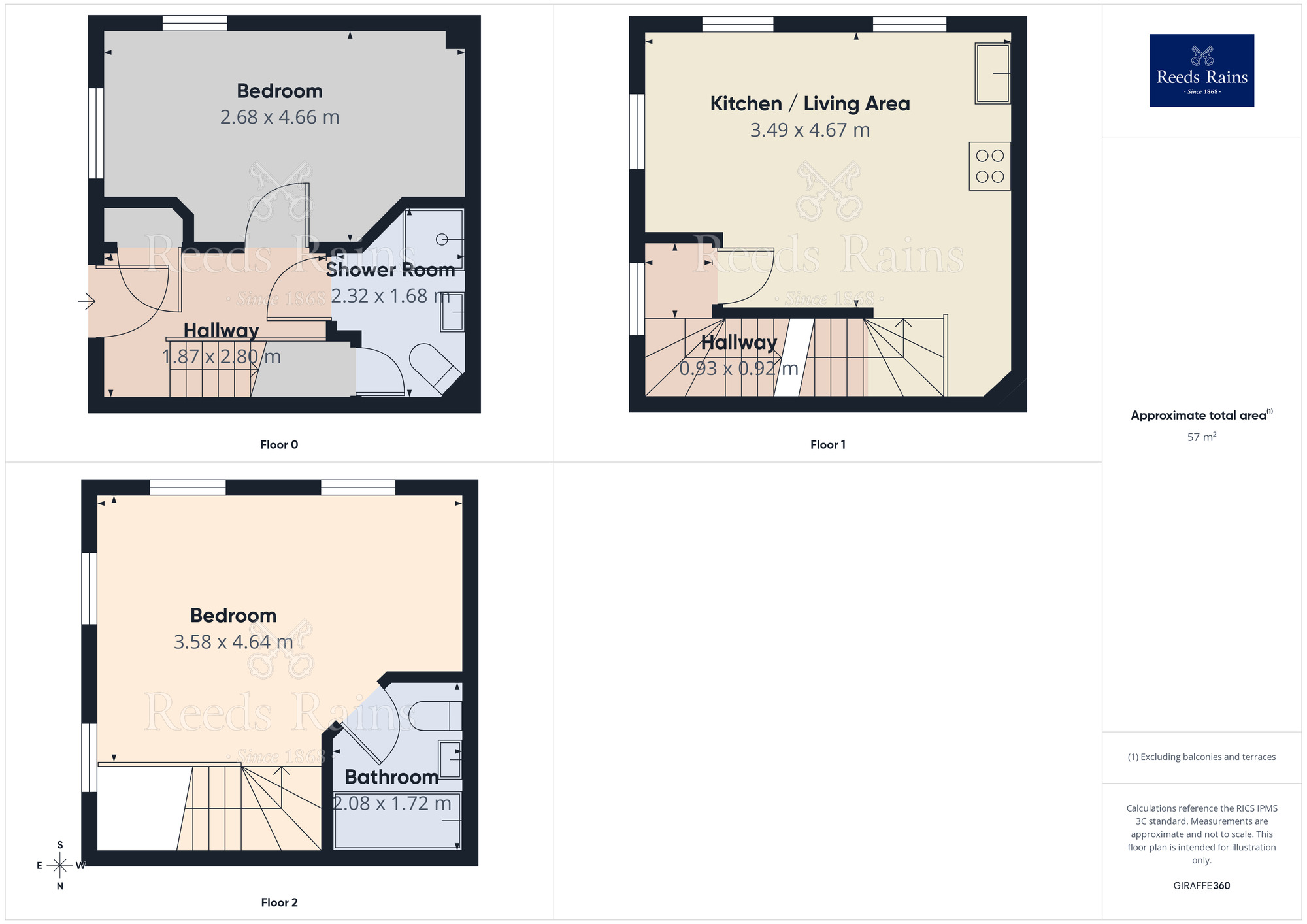 Floorplan of 2 bedroom Mid Terrace House for sale, Cardwell Road, Leeds, West Yorkshire, LS14