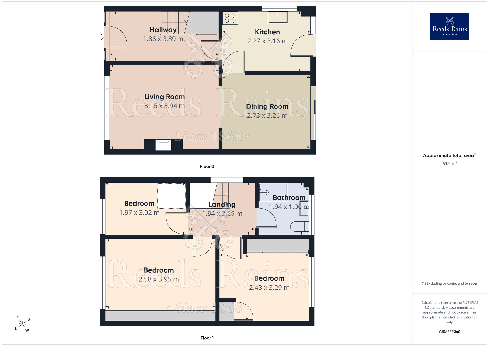 Floorplan of 3 bedroom Semi Detached House for sale, Adams Grove, Leeds, West Yorkshire, LS15