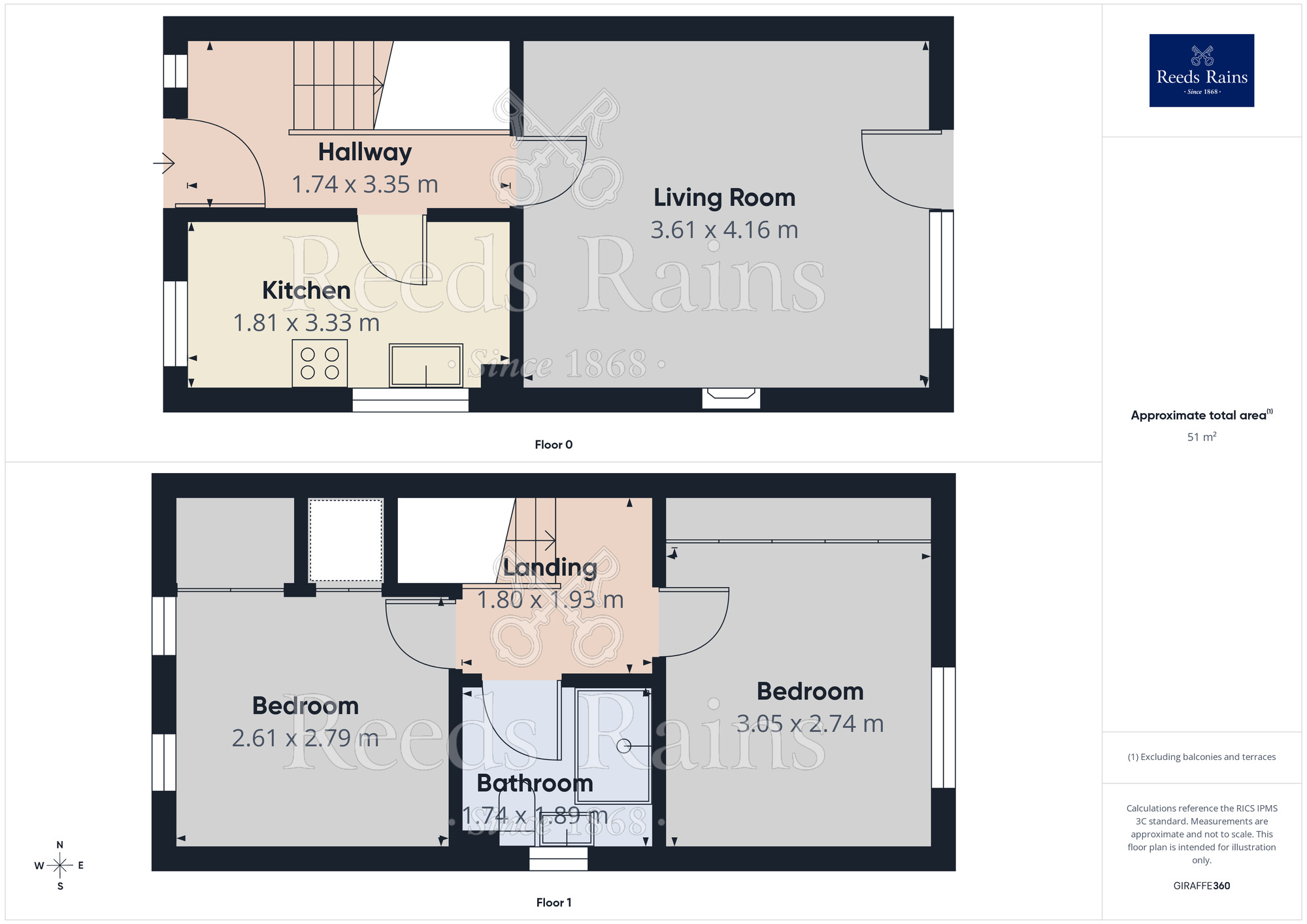 Floorplan of 2 bedroom Semi Detached House for sale, Kemsing Walk, Leeds, West Yorkshire, LS15