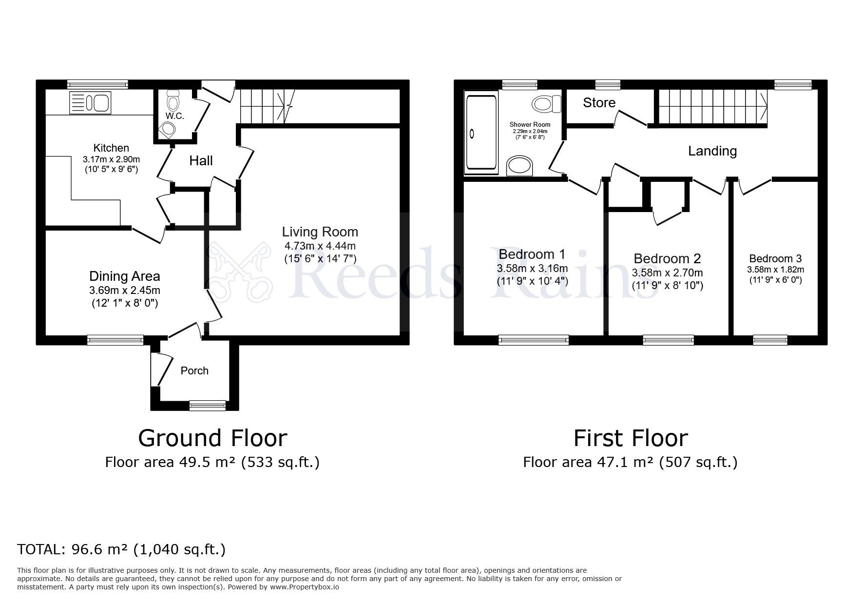 Floorplan of 3 bedroom Mid Terrace House to rent, Woodburn, Gateshead, Tyne and Wear, NE10
