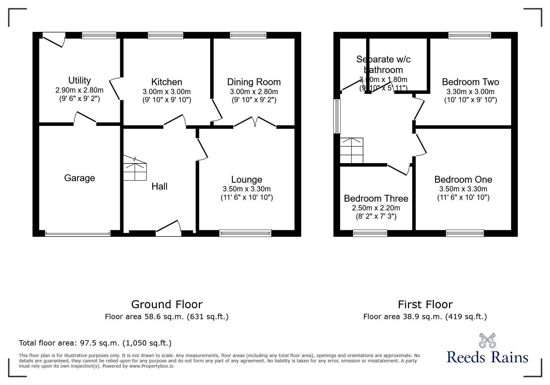 Floorplan of 3 bedroom Semi Detached House for sale, Coldstream, Ouston, Durham, DH2