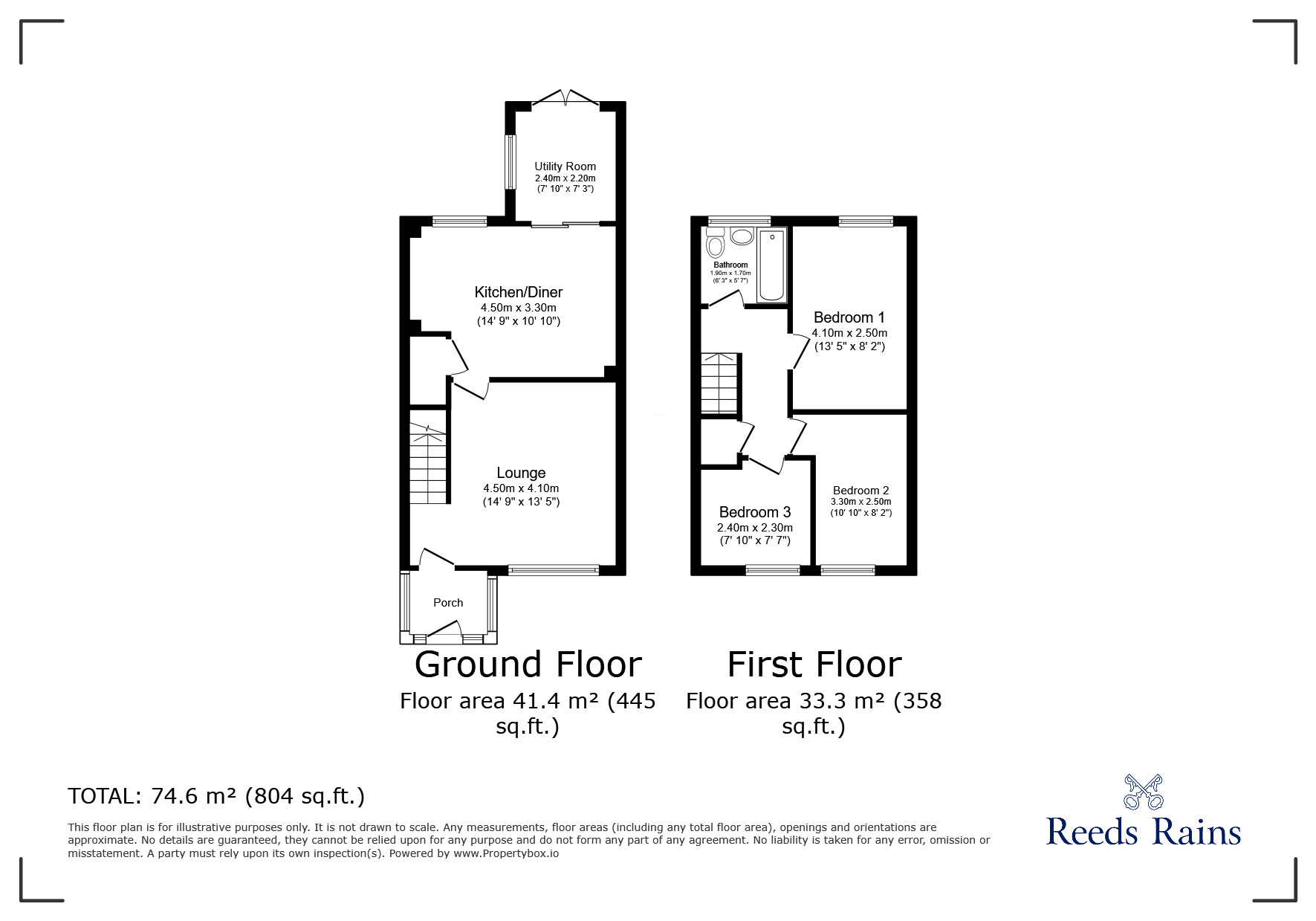 Floorplan of 3 bedroom End Terrace House for sale, Bowmont Walk, Chester Le Street, Durham, DH2