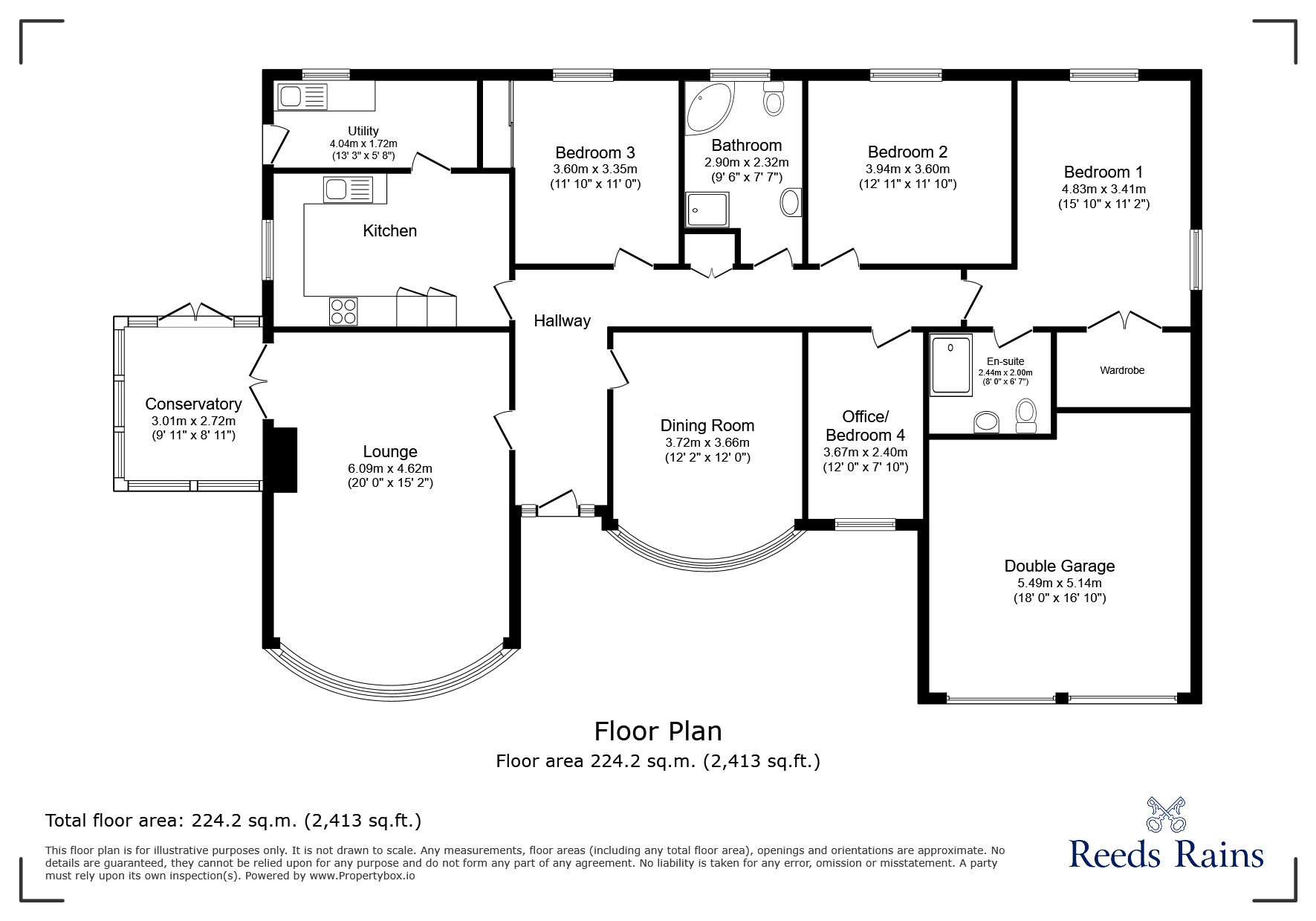 Floorplan of 4 bedroom Detached Bungalow for sale, Castle View, Chester Le Street, Durham, DH3