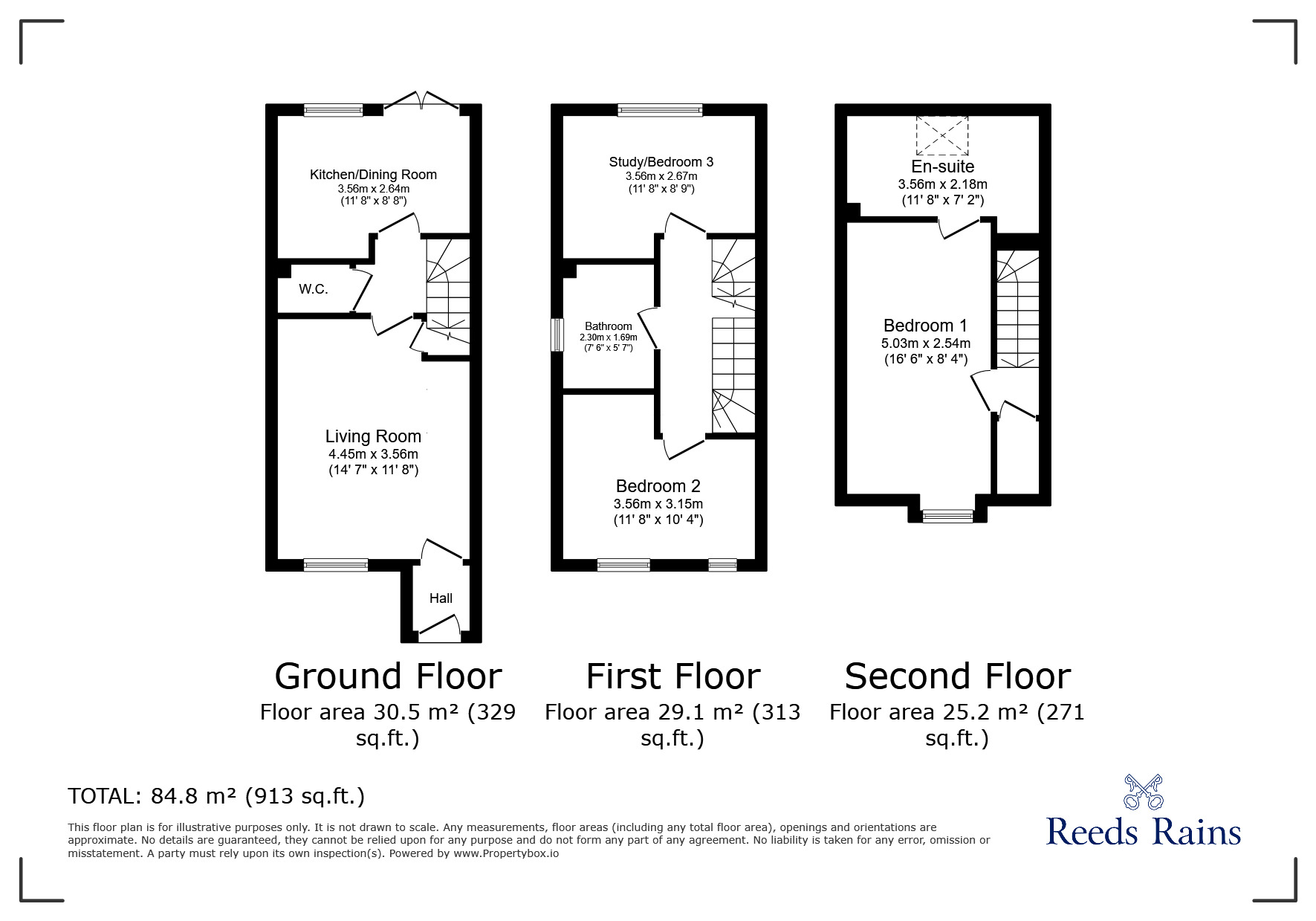 Floorplan of 3 bedroom Mid Terrace House to rent, Peachleaf Lane, Philadelphia, Tyne and Wear, DH4