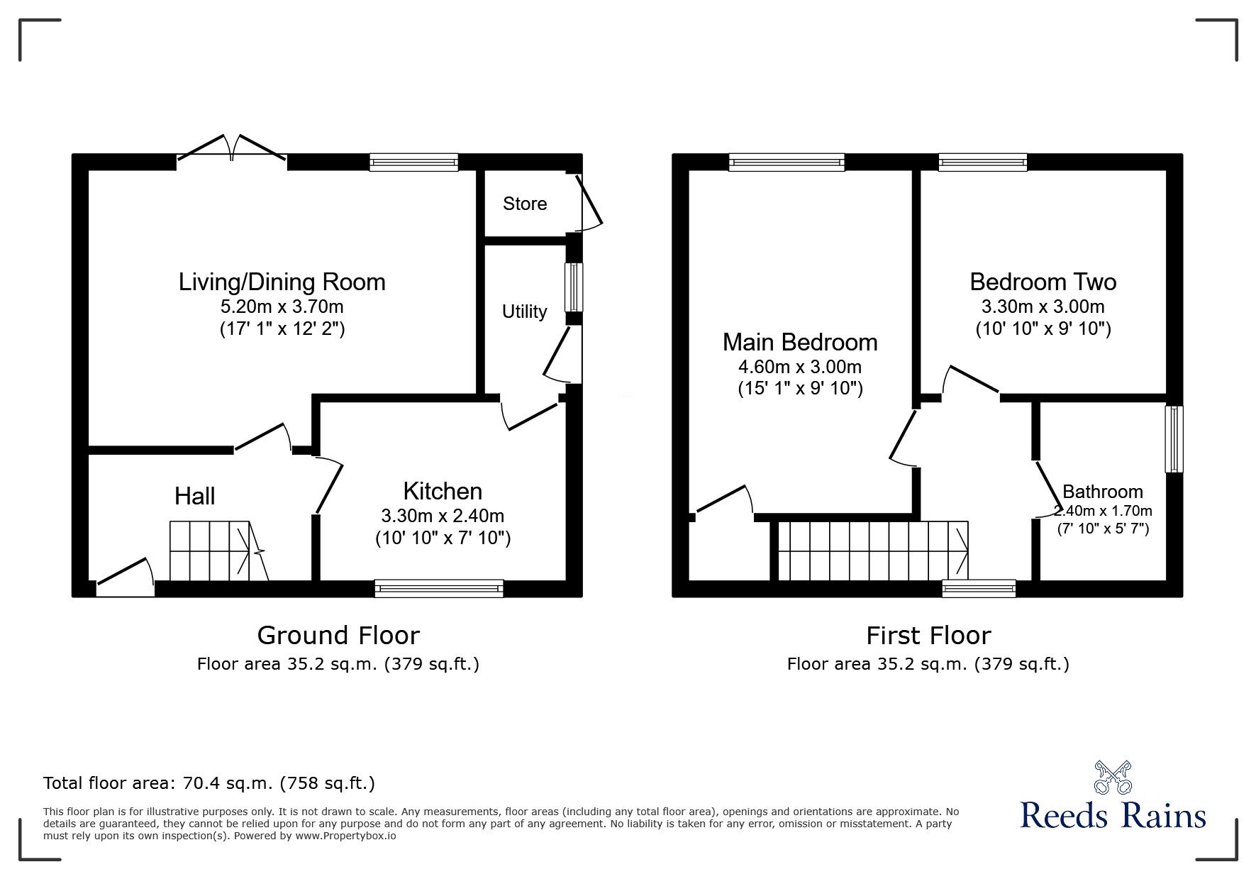 Floorplan of 2 bedroom Semi Detached House for sale, Cedar Avenue, Kimblesworth, Durham, DH2
