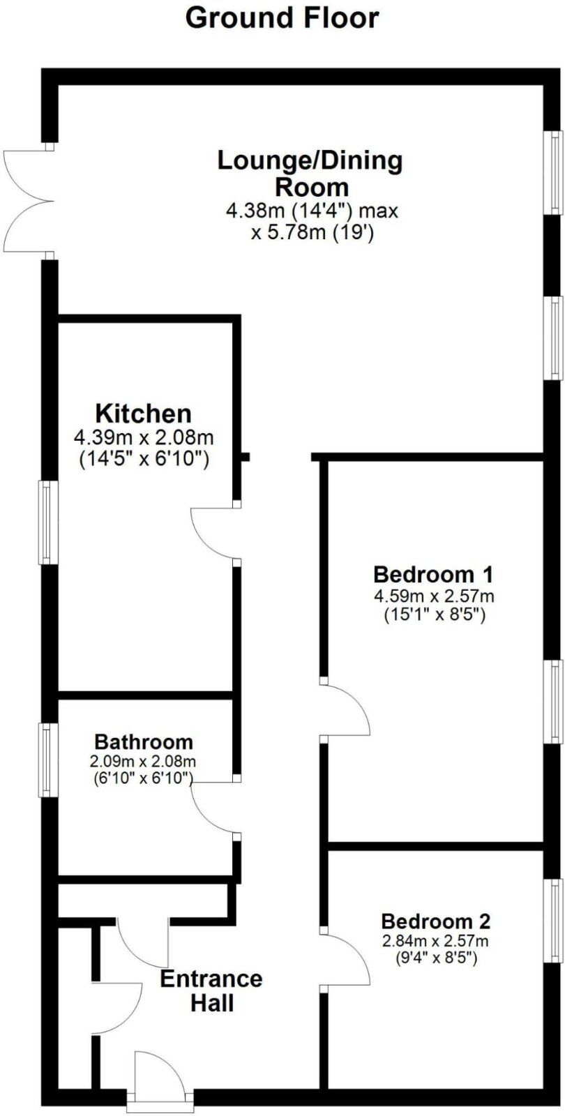 Floorplan of 2 bedroom  Flat to rent, Petteril, Washington, Tyne and Wear, NE38