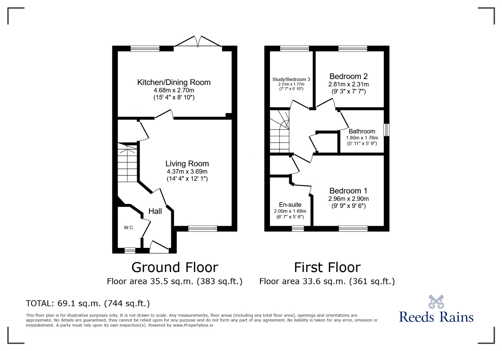 Floorplan of 3 bedroom Semi Detached House to rent, Peachleaf Lane, Philadelphia, Tyne and Wear, DH4