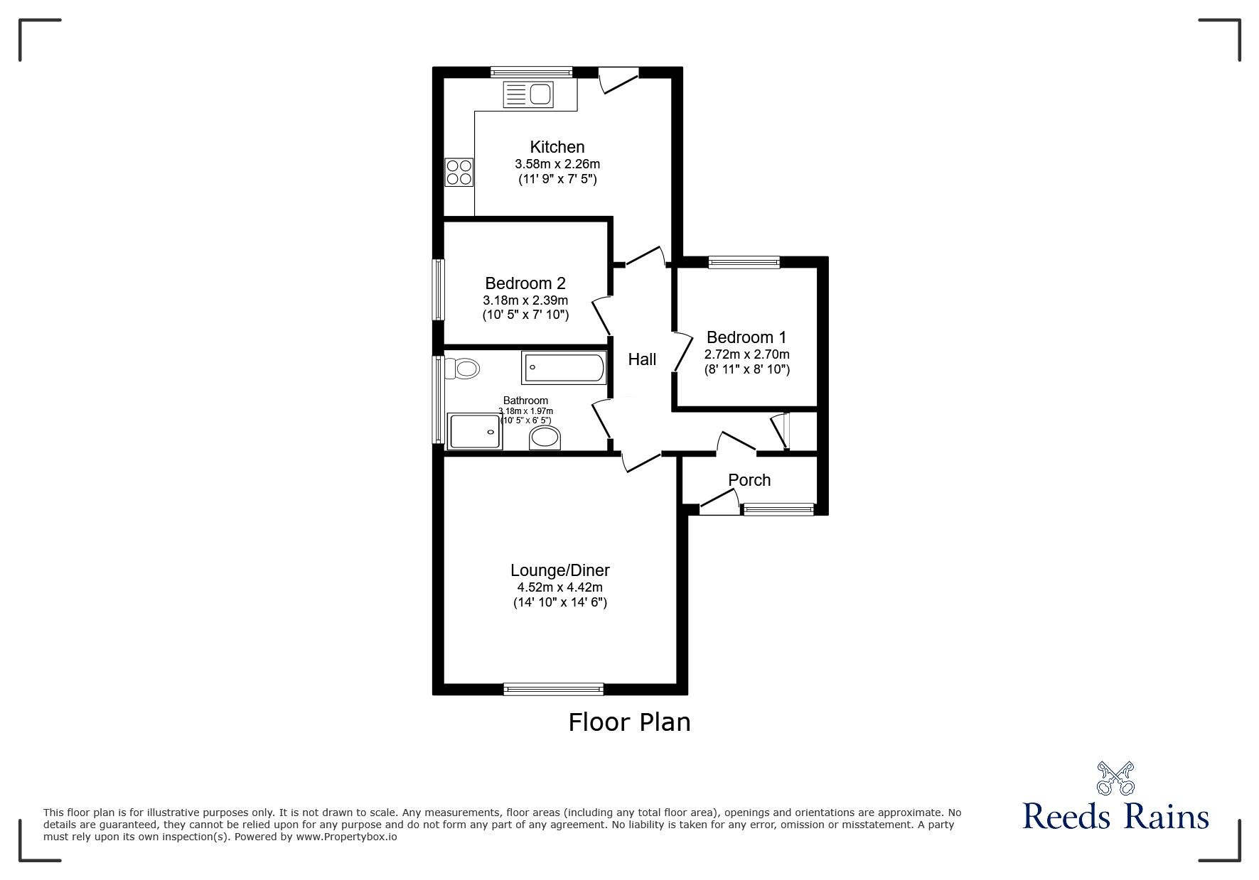 Floorplan of 2 bedroom Semi Detached Bungalow for sale, Dene Court, Birtley, Tyne and Wear, DH3