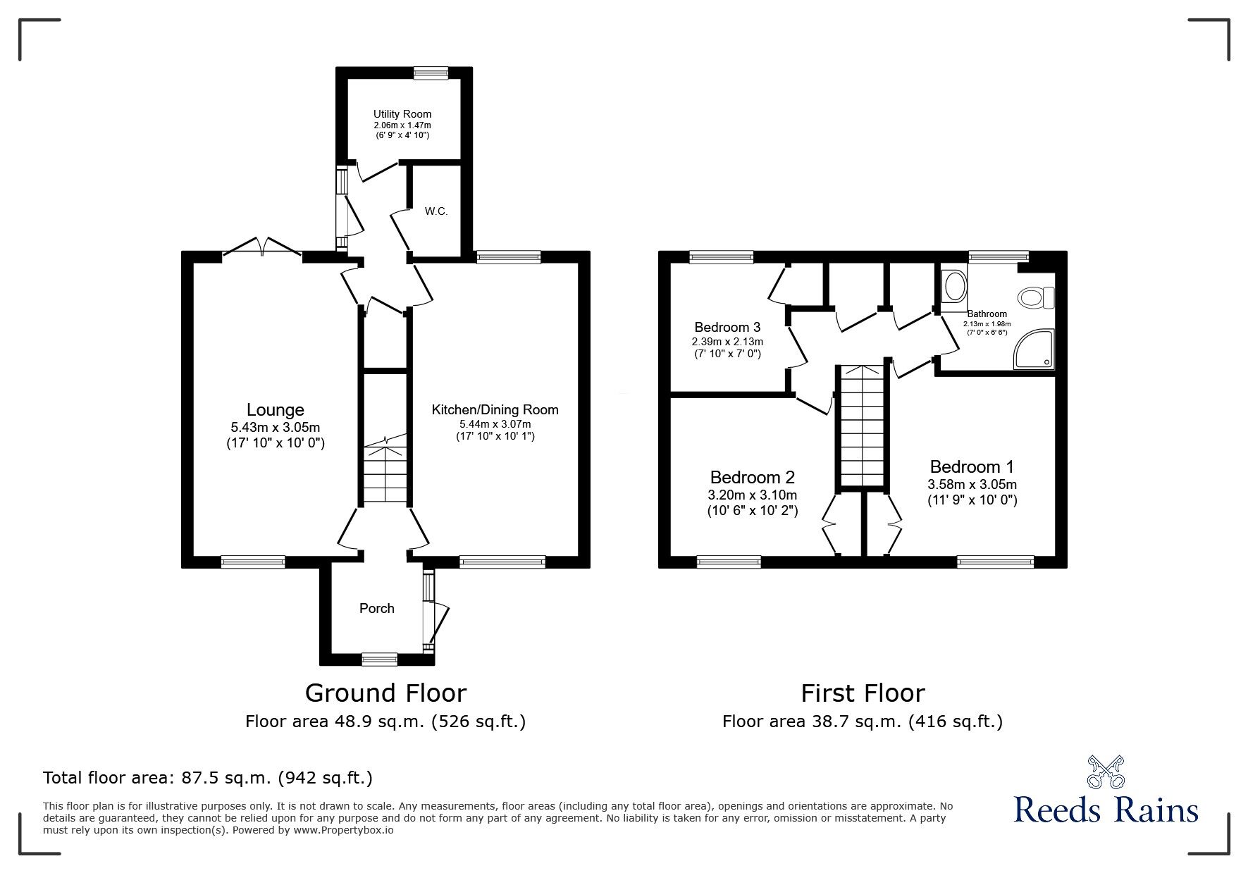 Floorplan of 3 bedroom Mid Terrace House for sale, Wynyard, Chester Le Street, Durham, DH2